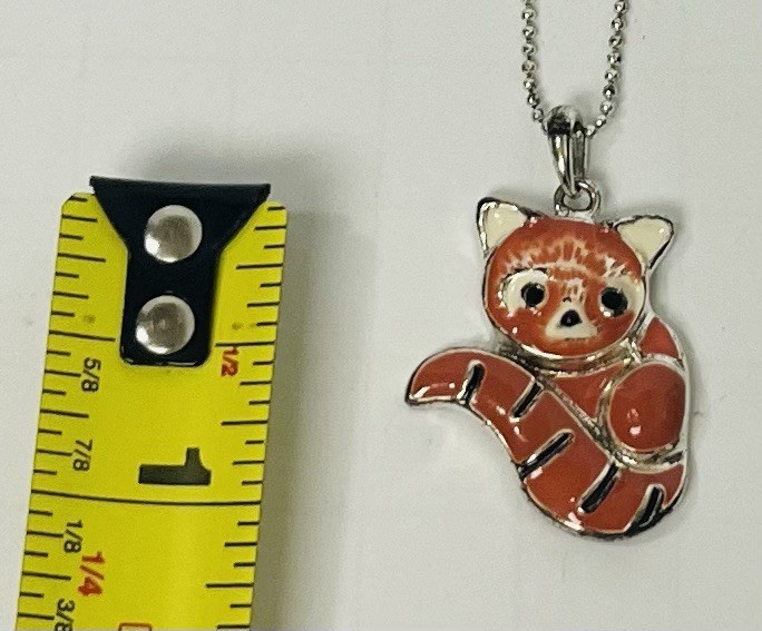 Adult Jewels Red Panda 3D Enamel Pendant Charm 18″ Silver Ball Chain Necklace