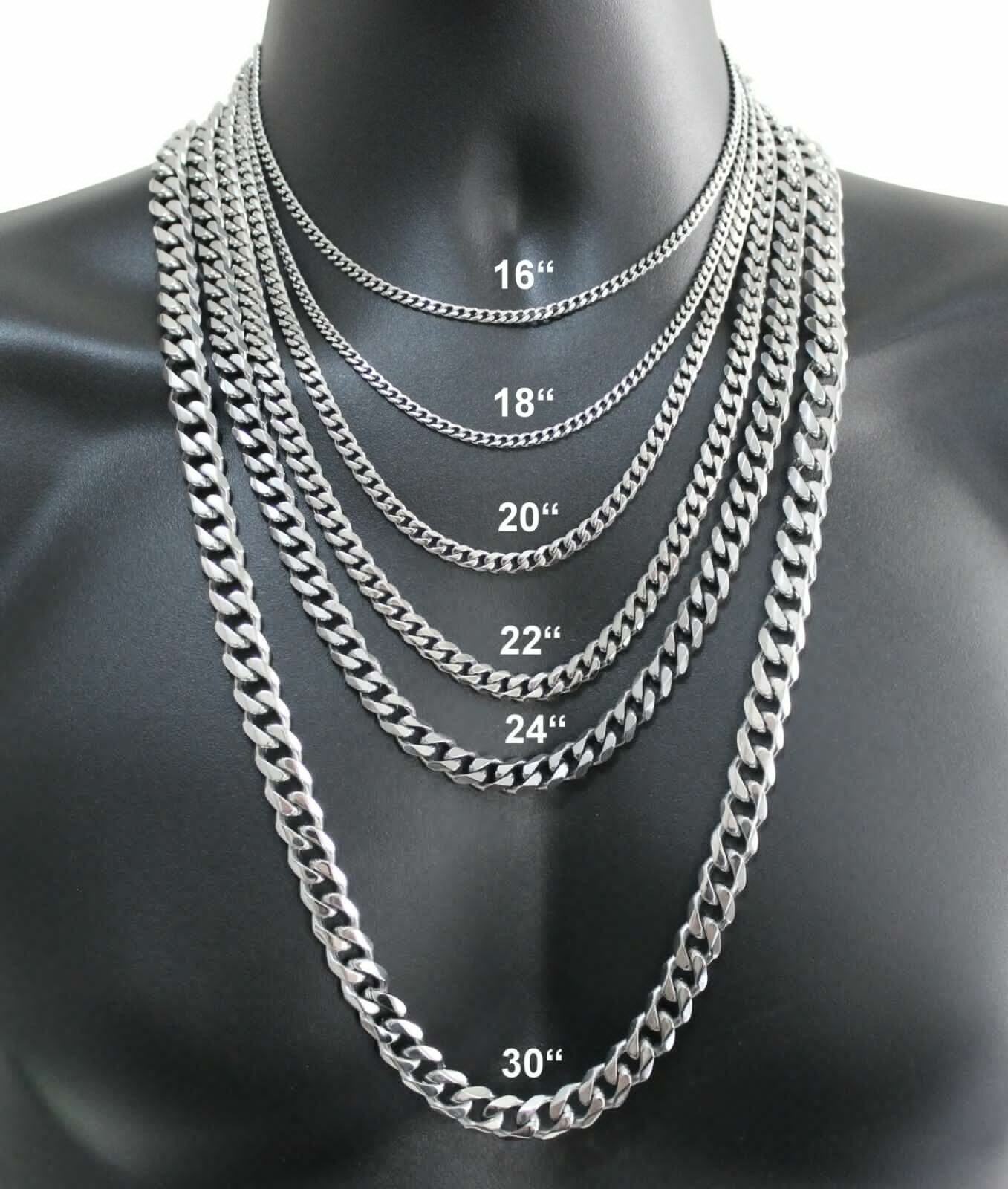 16-36″ Stainless Steel Silver Curb Cuban Chain Necklace Bracelet 3/5/7/9/11/13mm