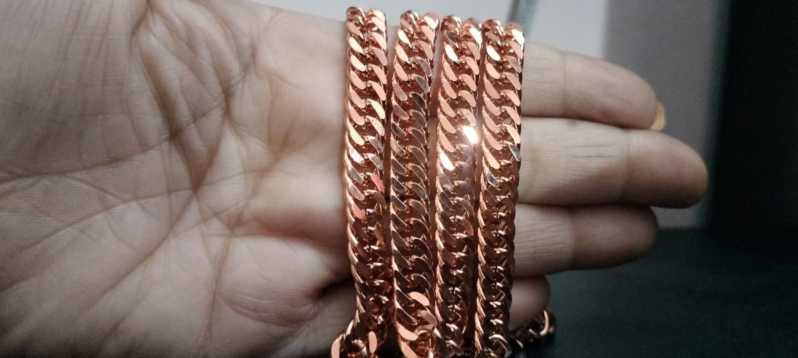 Pure Solid Coppe Chain Solid Arthritis Cuban Chain Curb Link Rider Unisex chain
