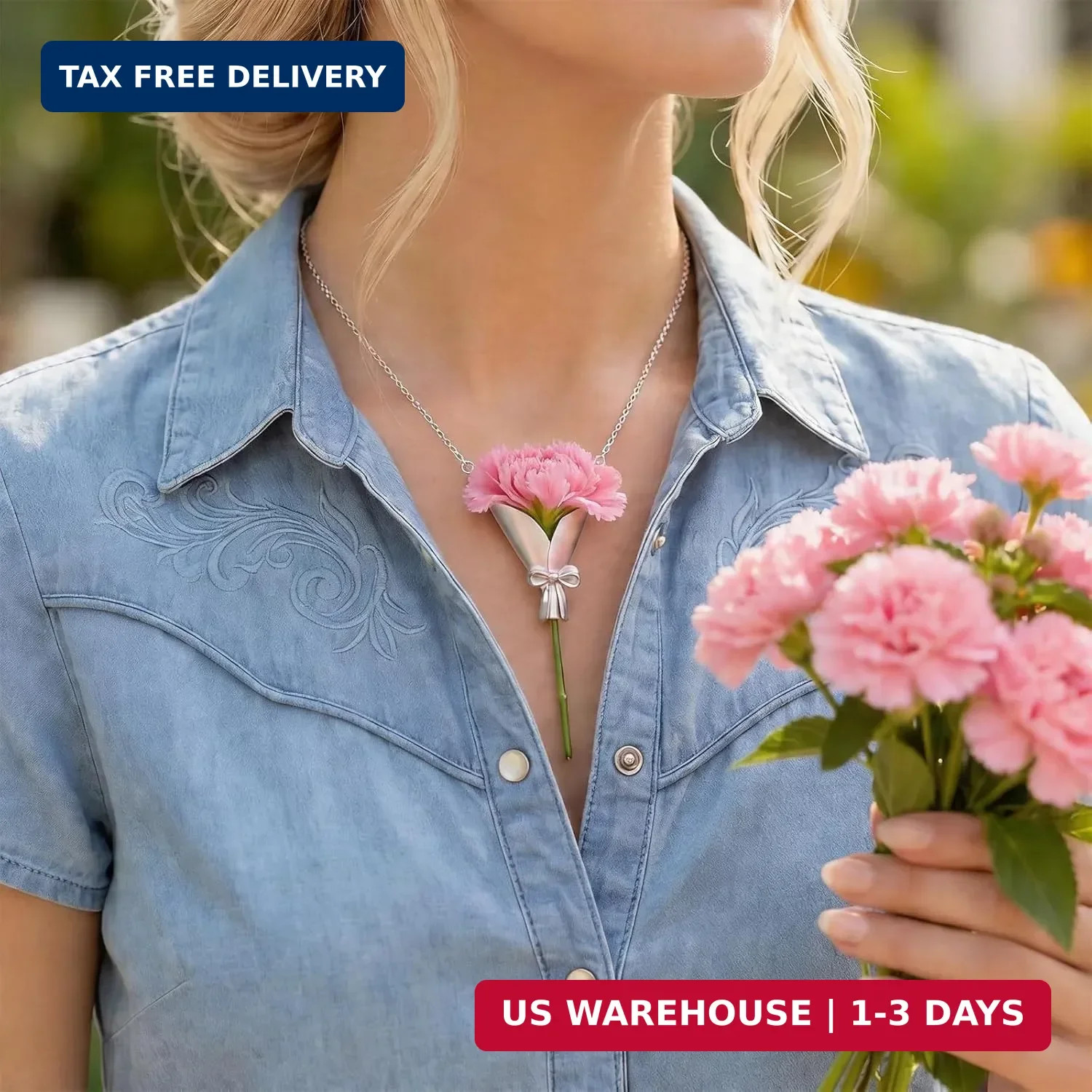 Flower Holder Necklace for Women DIY Flower Bouquet Necklace Mini Vase Pendant W
