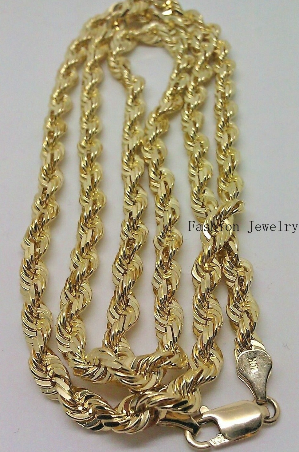 Solid 10K Yellow Gold 6mm Rope Chain Necklace 20 22 24 26 28 Inch Real Gold
