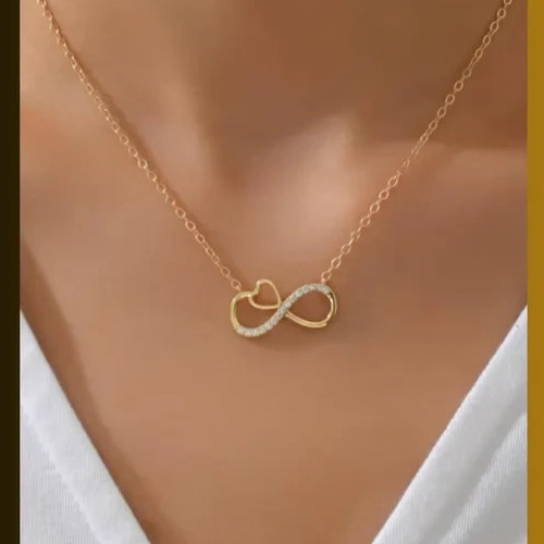 14k Yellow Gold Plated 1.2 Ct Round Cut Simulated Diamond Infinity Heart Pendant