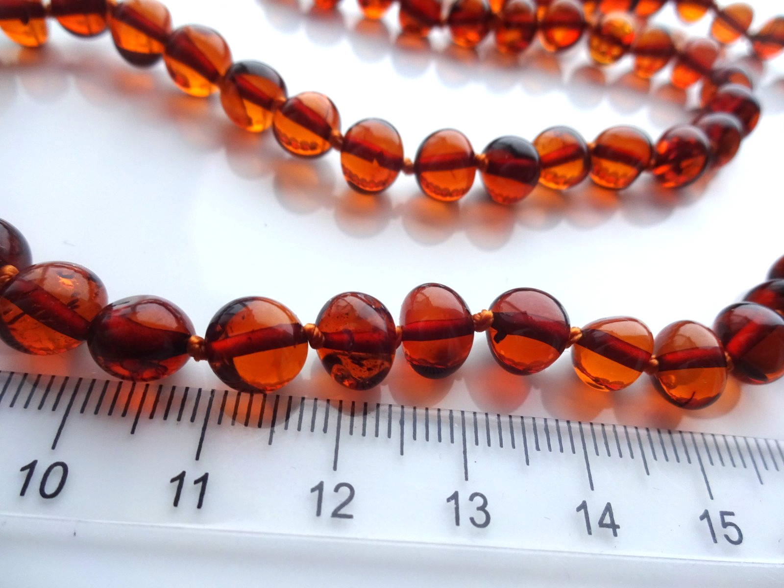 Natural BALTIC AMBER Necklace Round Beads Cognac Color 19” 50cm