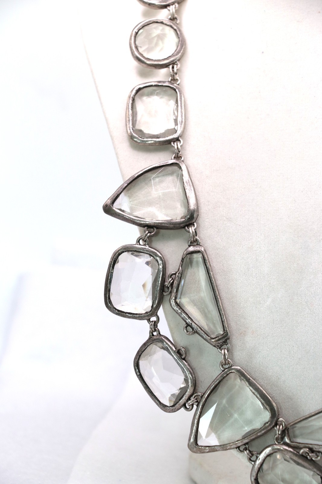 Victoria Tane Glass Geometric Various Shapes Silver Chain Modern Necklace