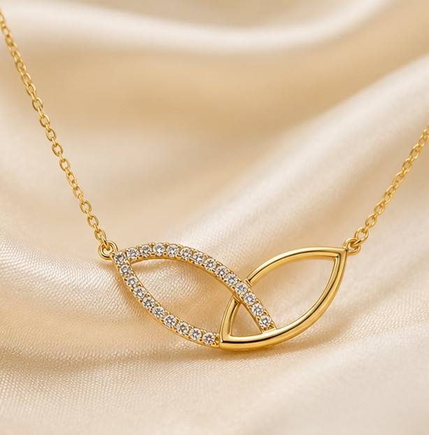 1.50Ct Round Simulated Diamond Leaf Pendant Necklace 14K Yellow Gold Plated Gift