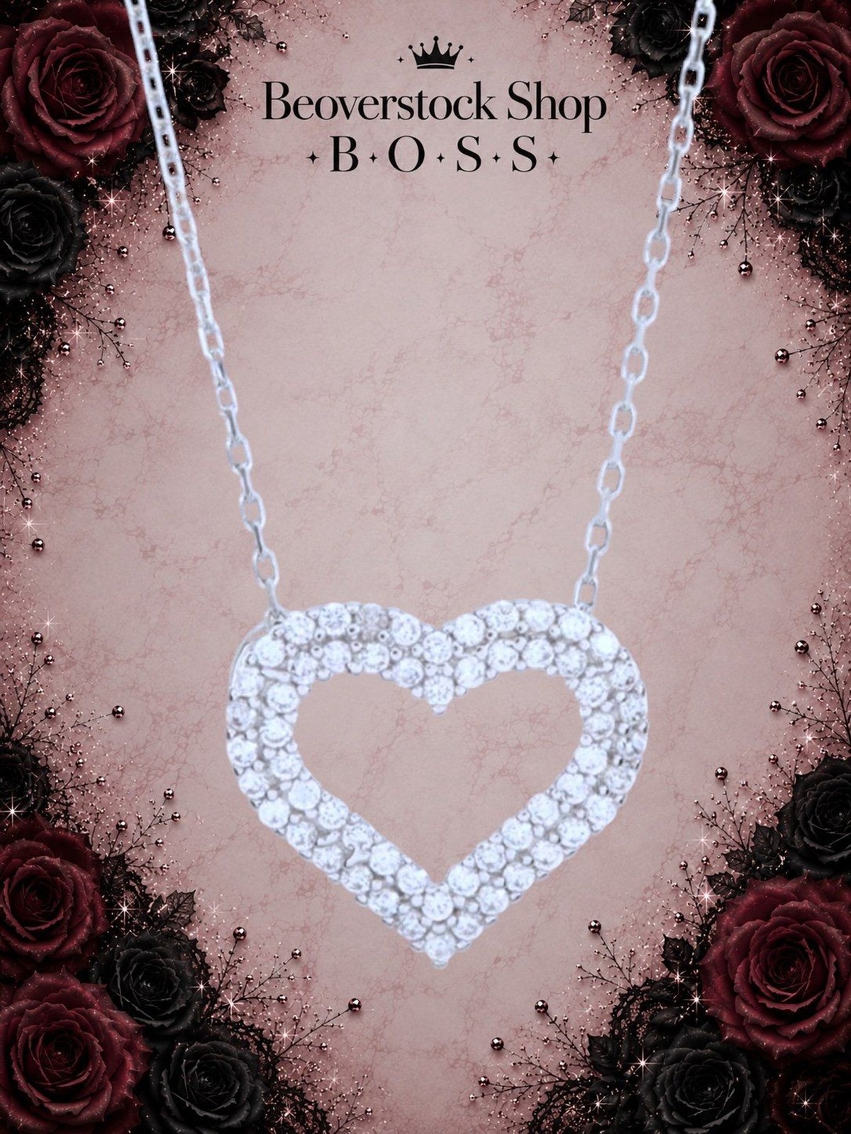 New NWT SUZY LEVIAN Sterling Silver Pave CZ Heart Pendant Necklace