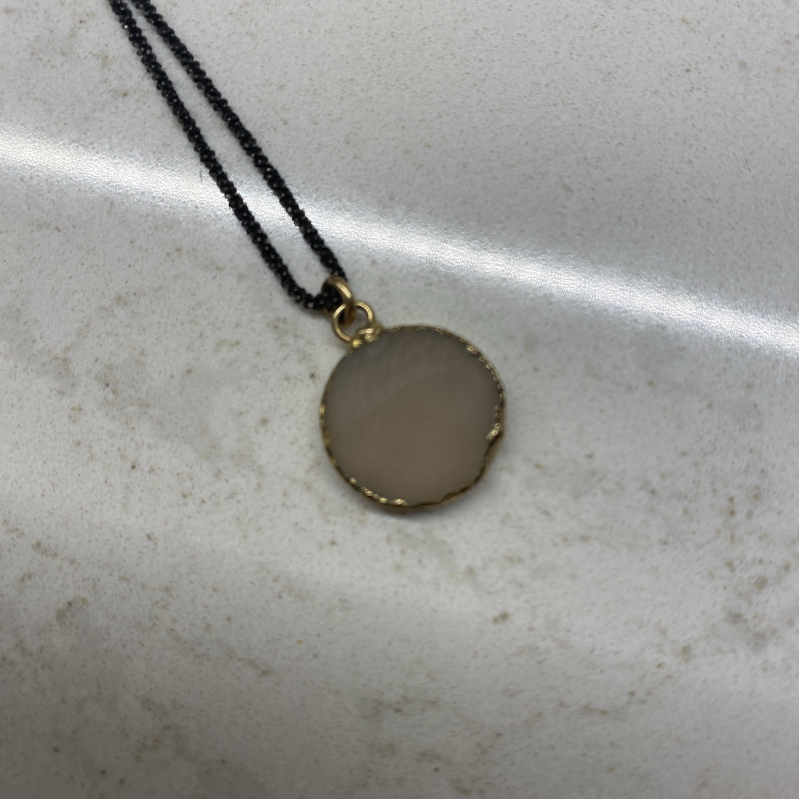 White Druzzy Pendant On 18” Black Rhodium Diamond Cut Sterling Margarita Chain