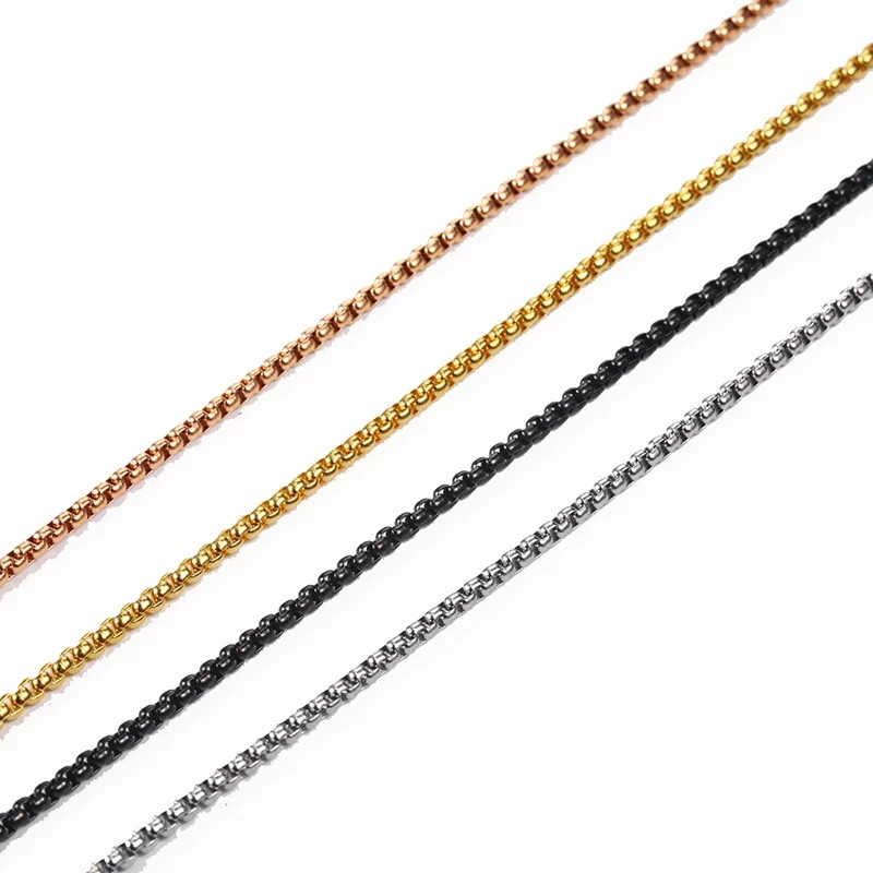 Stainless Steel Box Chain Necklace 2mm 2.5mm 3mm Unisex Long Chain Jewelry