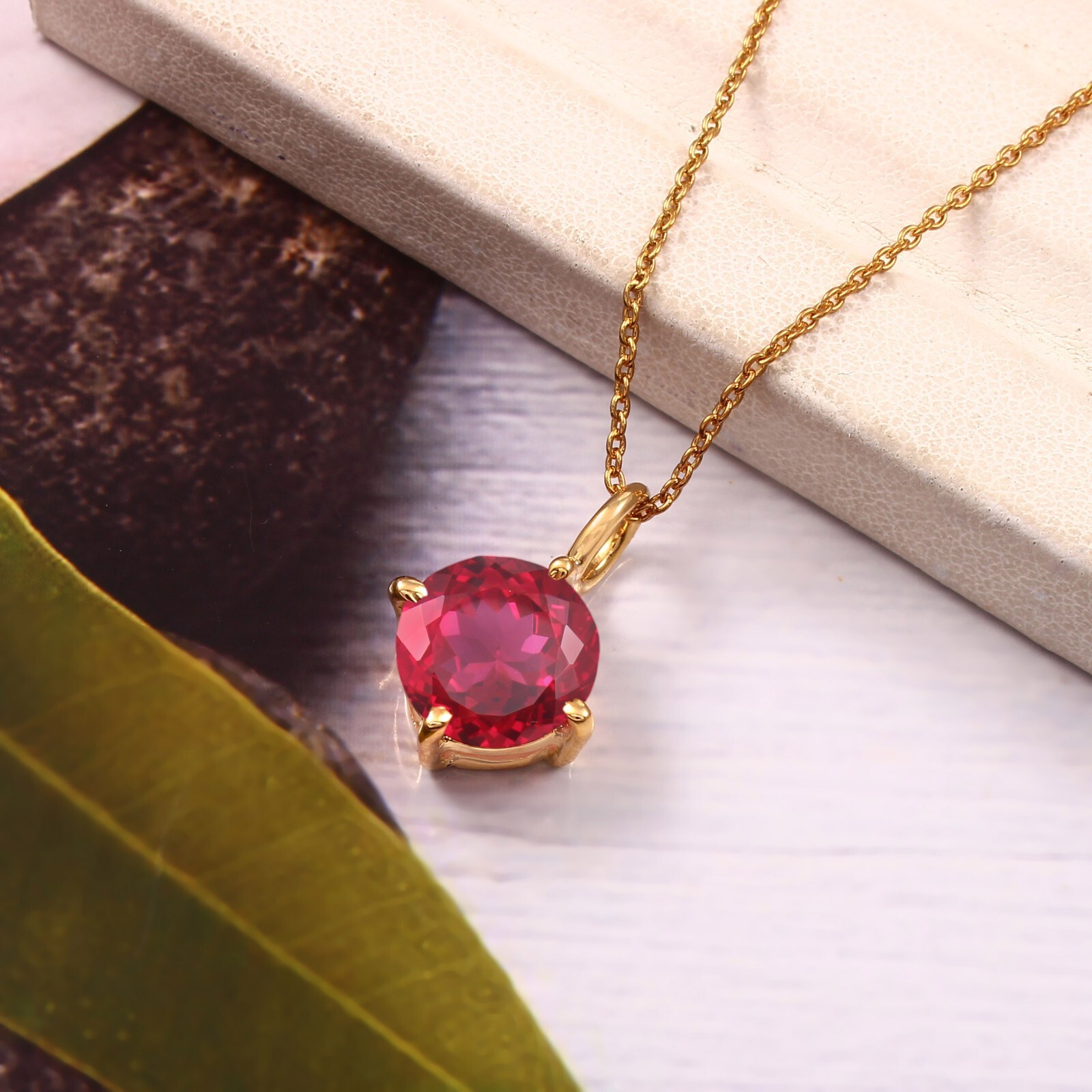 Flawless Mozambique Ruby Pendant Round Gemstone Necklace Blood Red Ruby Jewelry