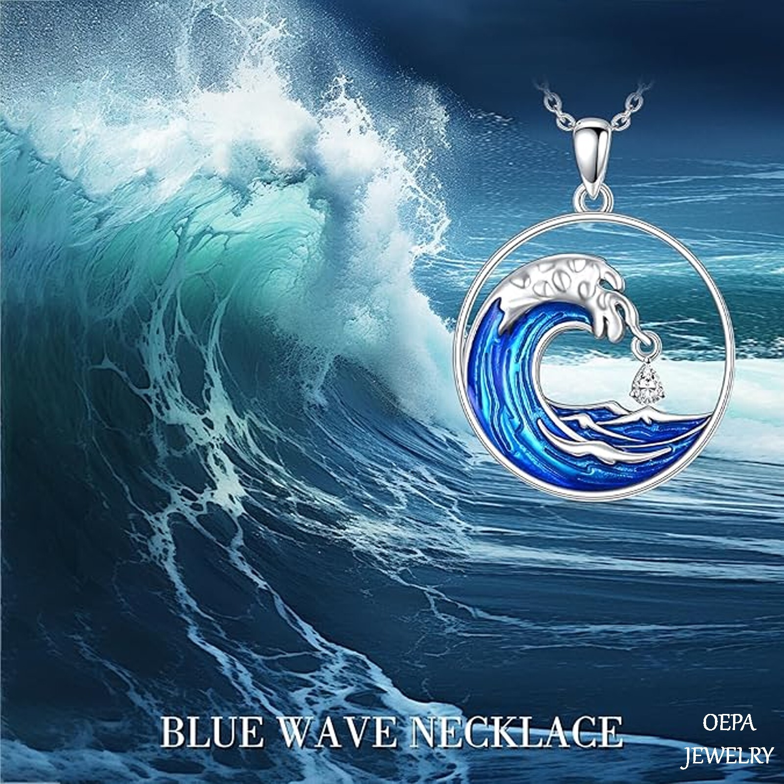 925 Sterling Silver Wave Necklace Ocean Wave Pendant for Women Necklace