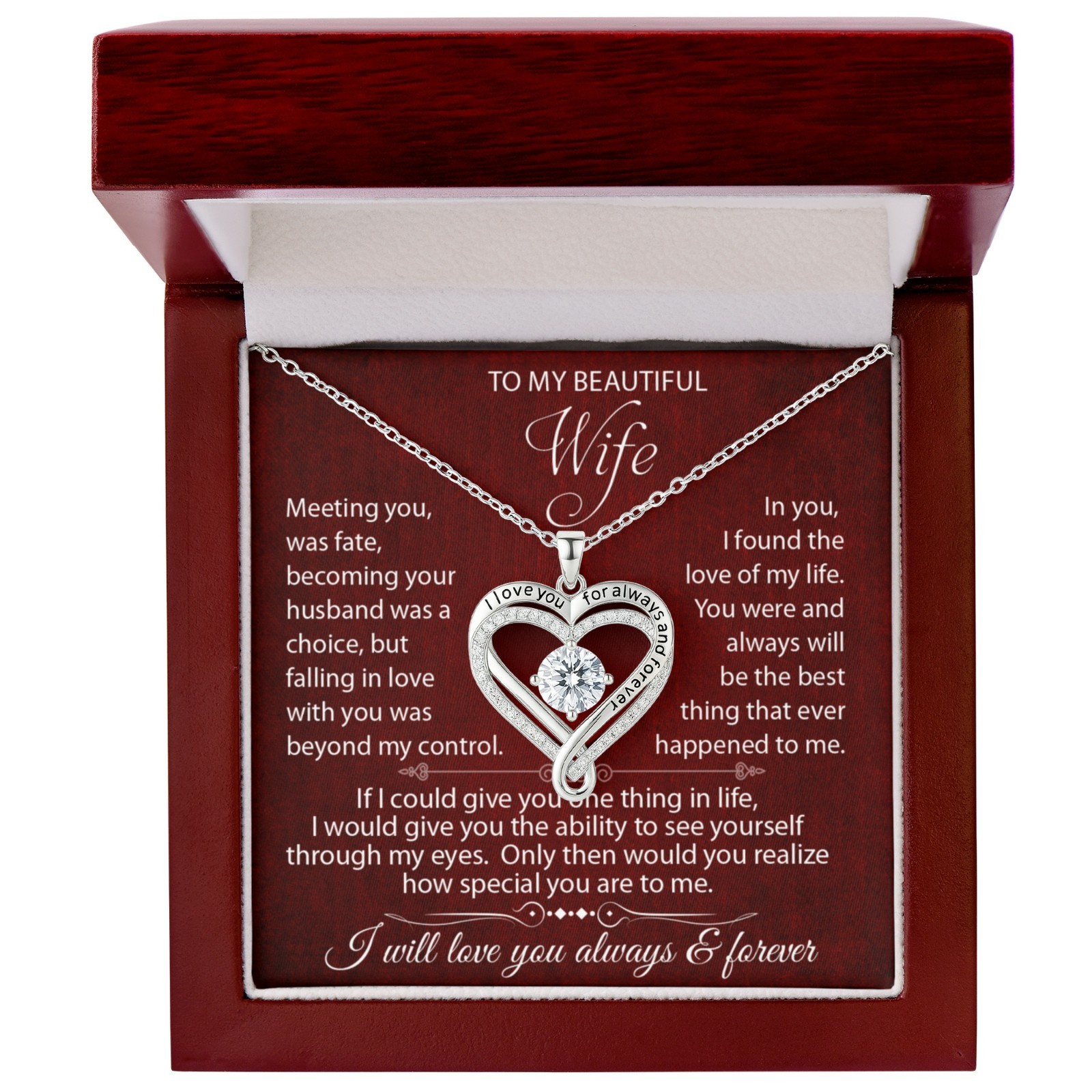 To My Wife Necklace Gift From Husband Love You Always Heart Jewelry Gift 🎁