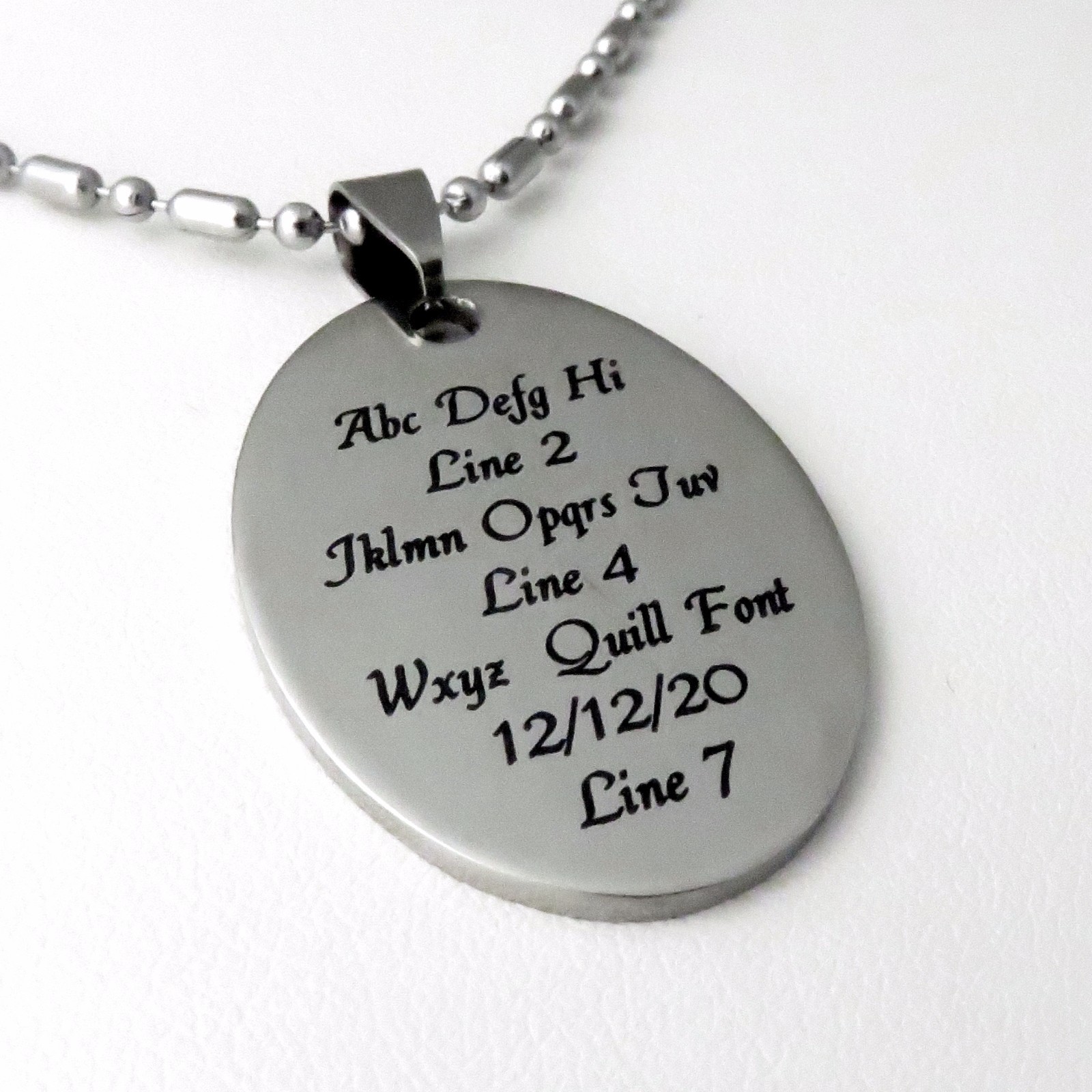 Custom Oval Necklace – STAINLESS STEEL – Personalized – Choose Font – Engraved
