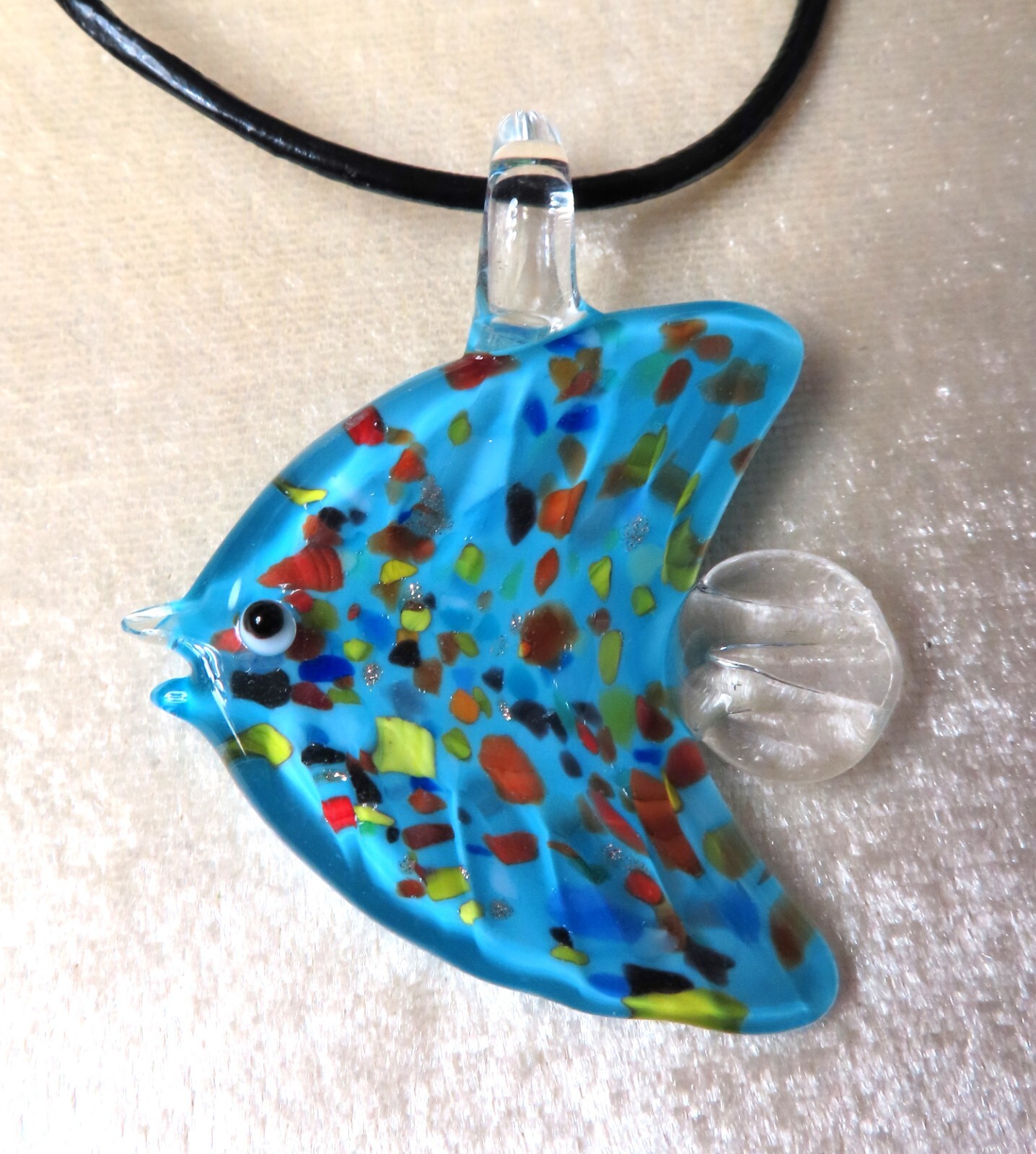 Lampwork Fish Necklaces – Mixed Colors, 43~46mmx49~55mm, hole: 6~7mm
