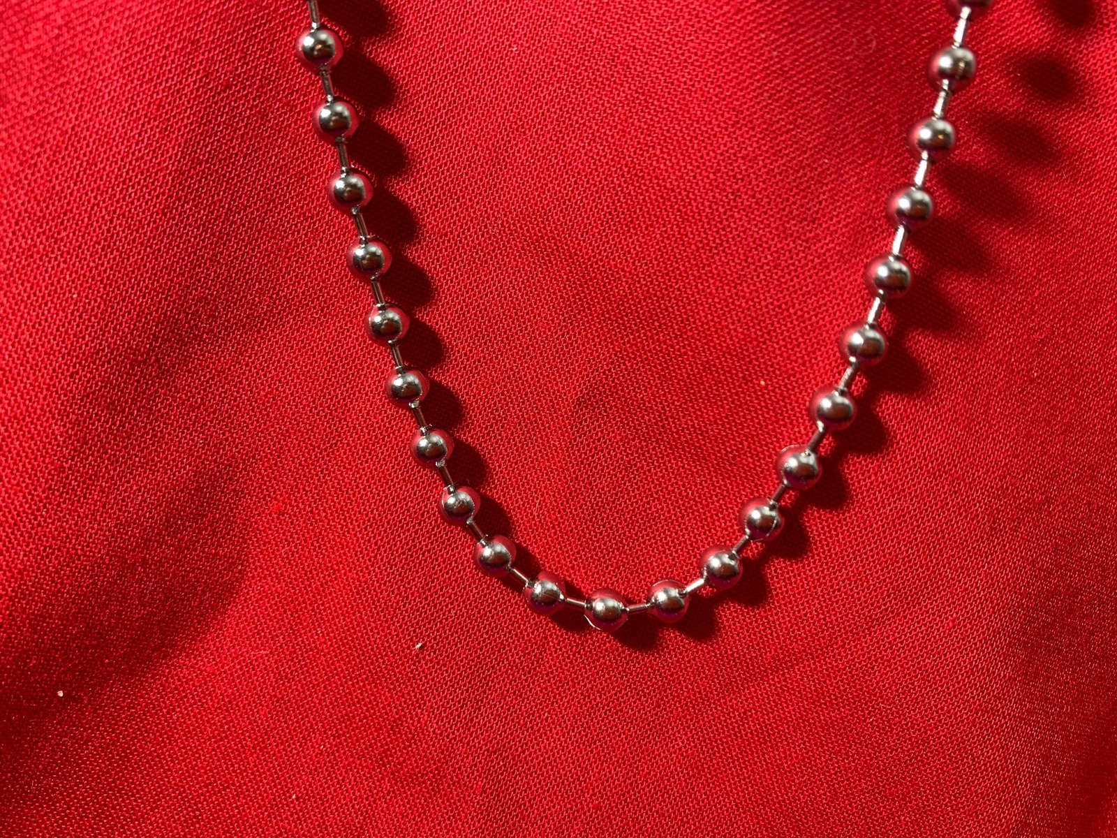16 INCH-108 INCH 4MM STAINLESS STEEL SILVER BALL CHAIN WITH A MILITARY CLASP
