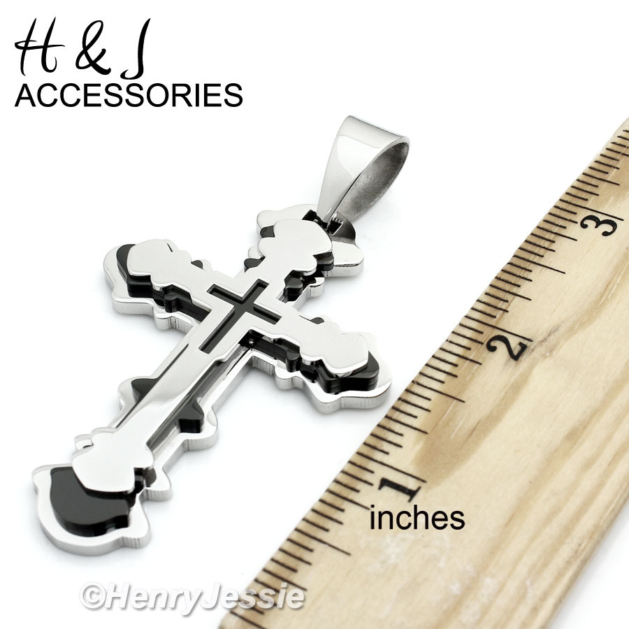 20″24″30″Stainless Steel 8mm Silver Interlock Chain Necklace Cross Pendant*B72