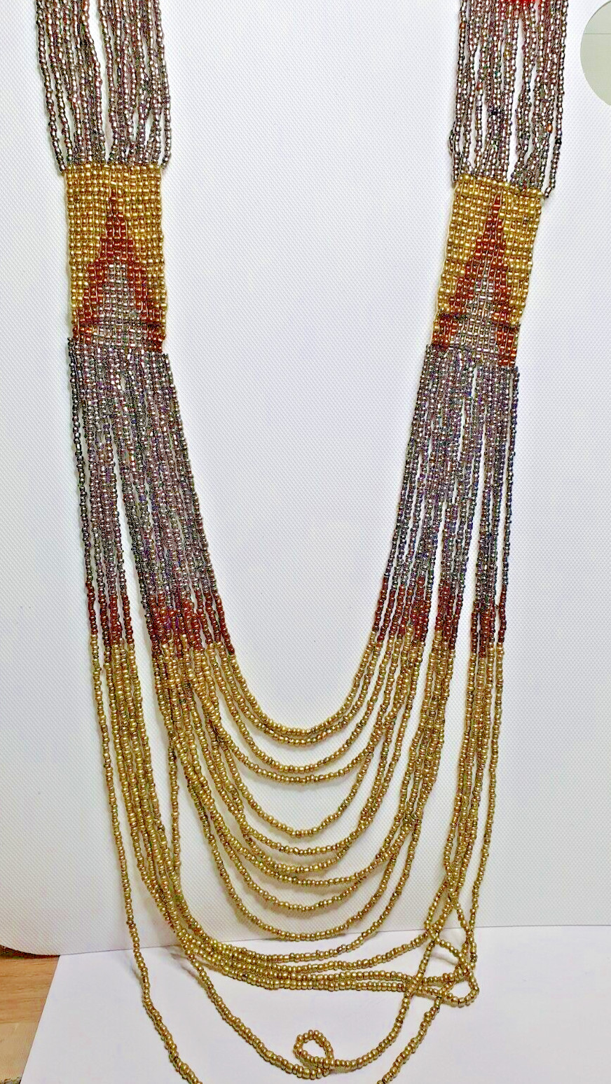 South Western Style Seed Bead Multi Strand None Metal Tribal Ethnic Necklace
