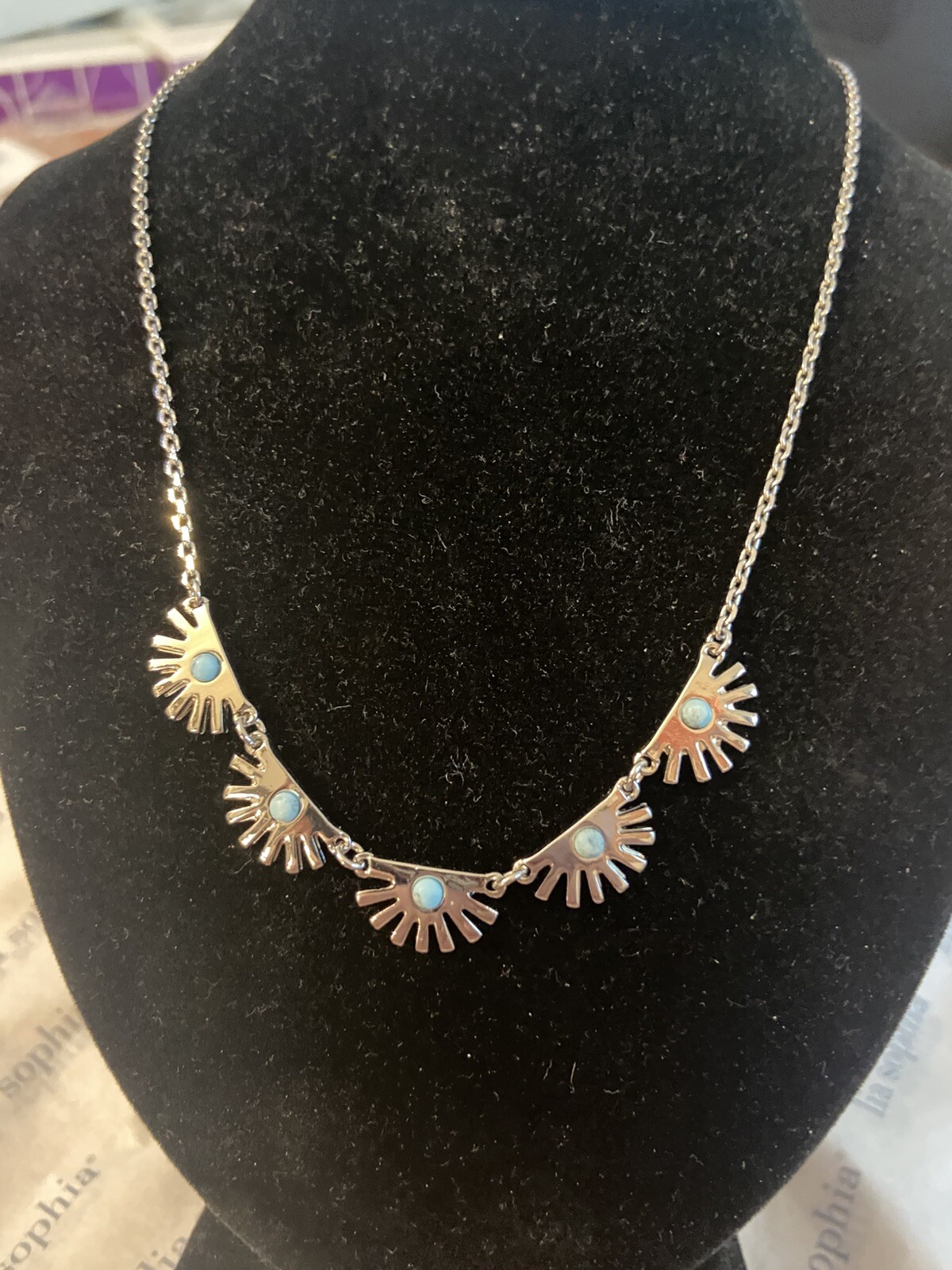 BRAND NEW Lia Sophia SUPER FAN Necklace Rhodium Plated 18-21″ $78