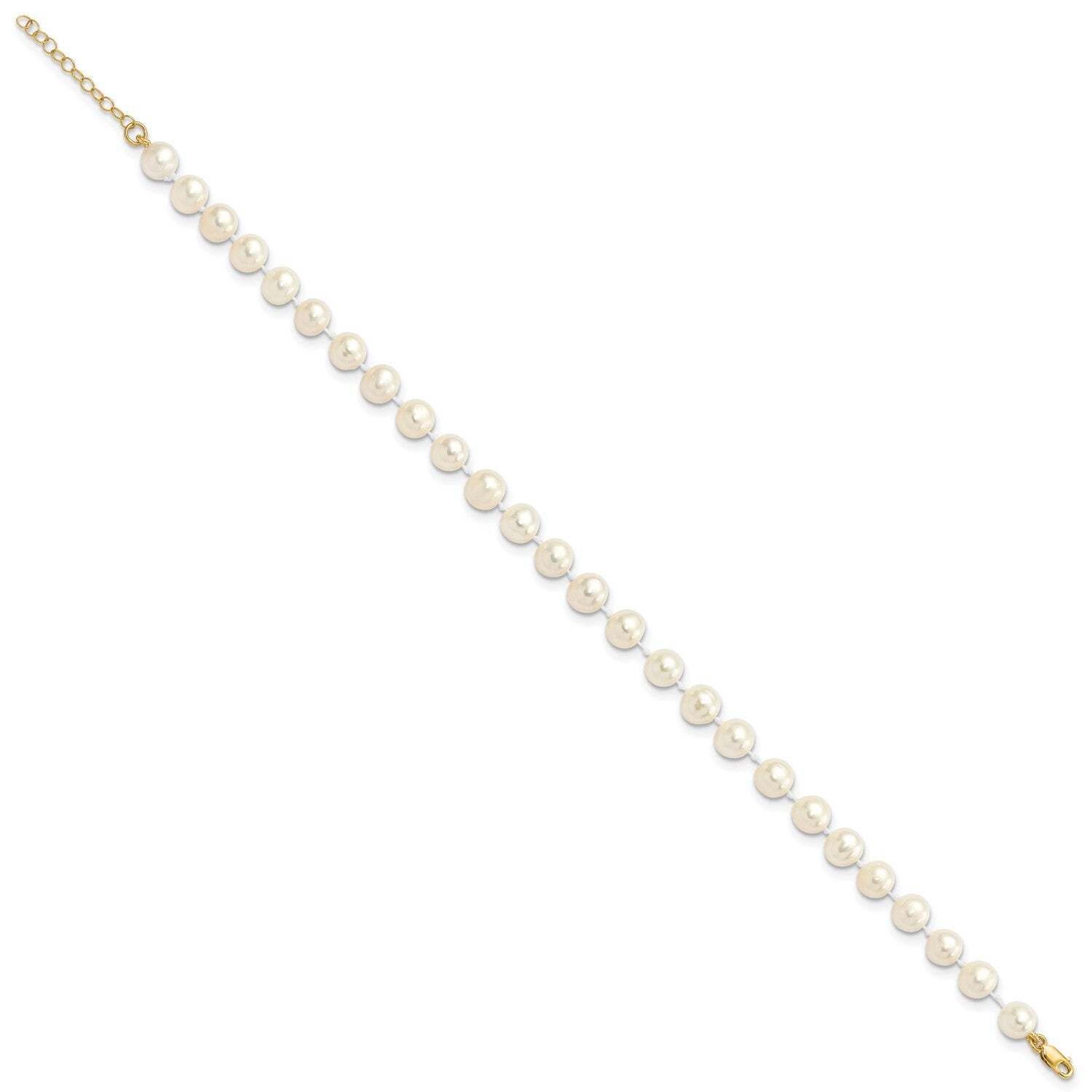 14k Yellow Gold 6-7mm Fresh Water Pearl Bracelet, Necklace and Earring Set