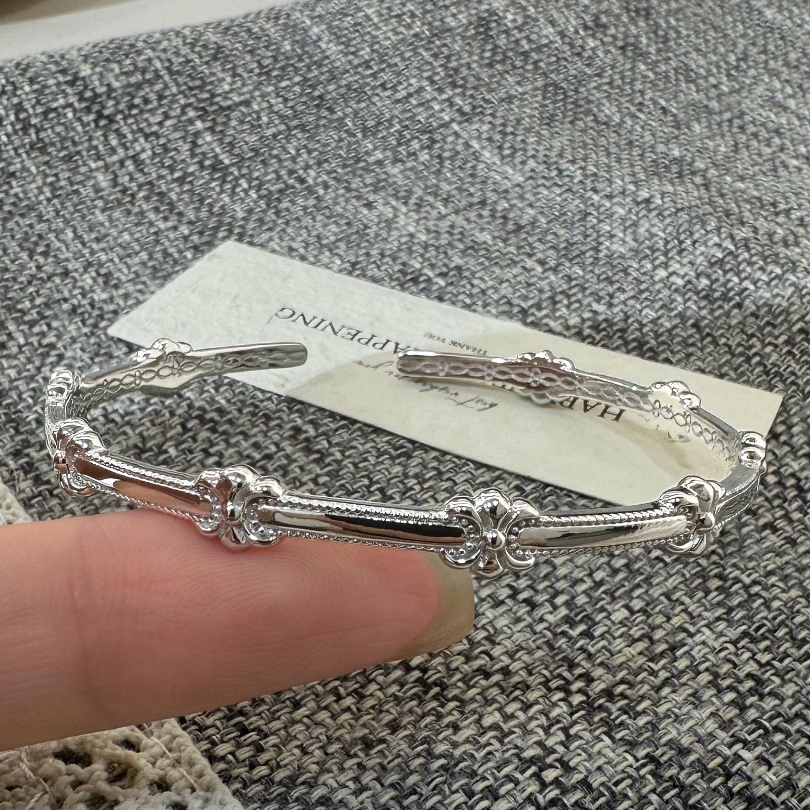 Iris Flower Open Cuff Bracelet Women’s Minimalist Bangle S925 Sterling Silver