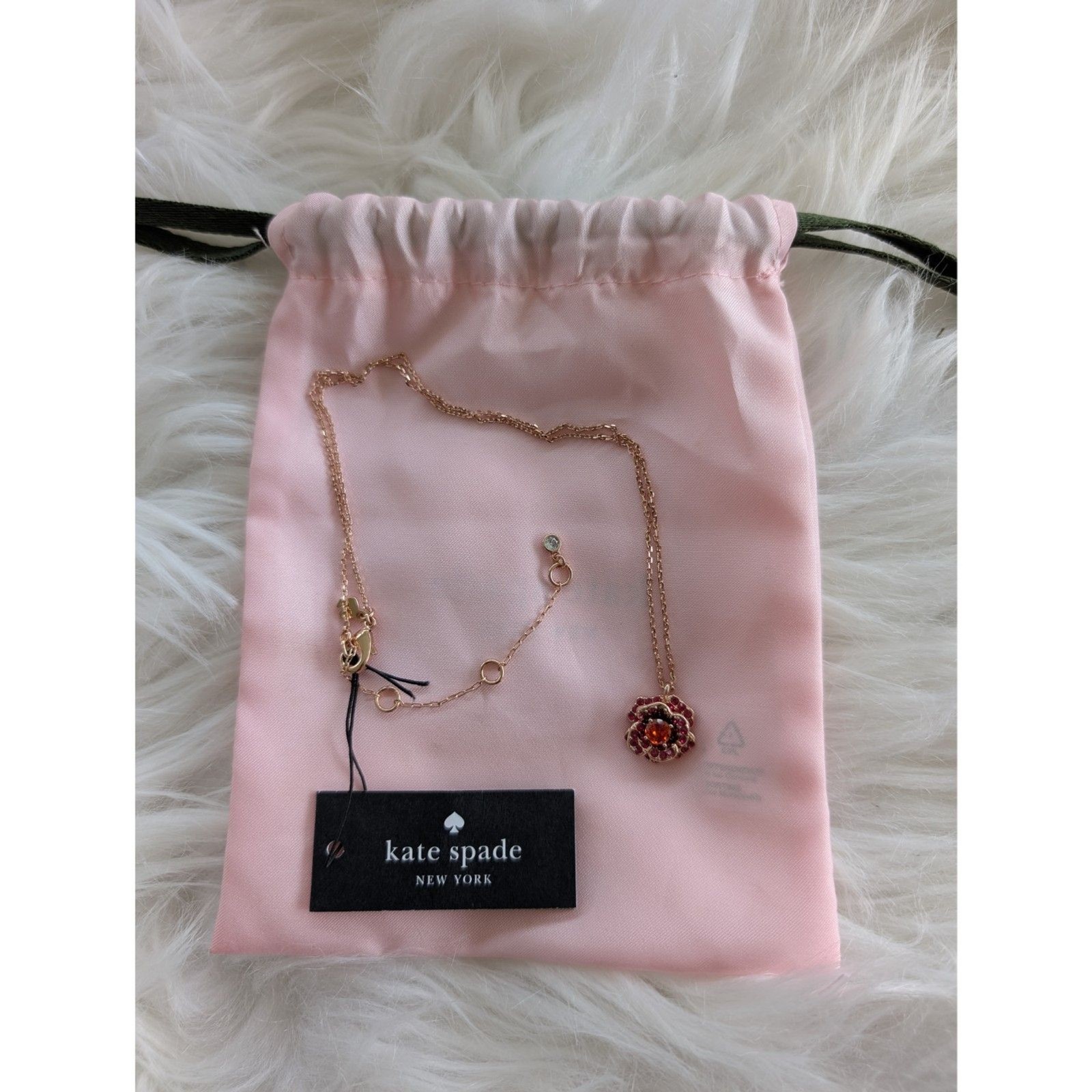 NWT Kate Spade New York Winter Rose Pavé Pendant Necklace