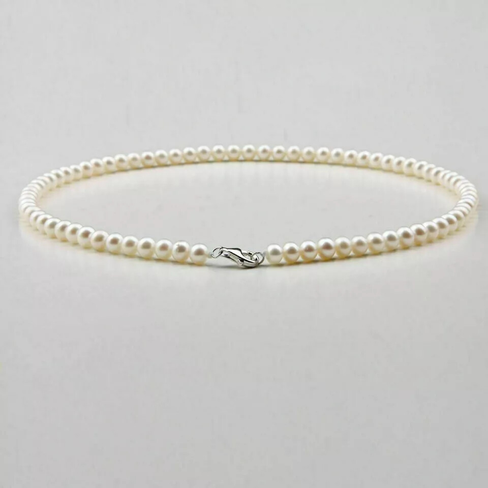 New Round AAAA 6-7mm SouthSea Natural White Pearl Necklace 16/36 inches 925
