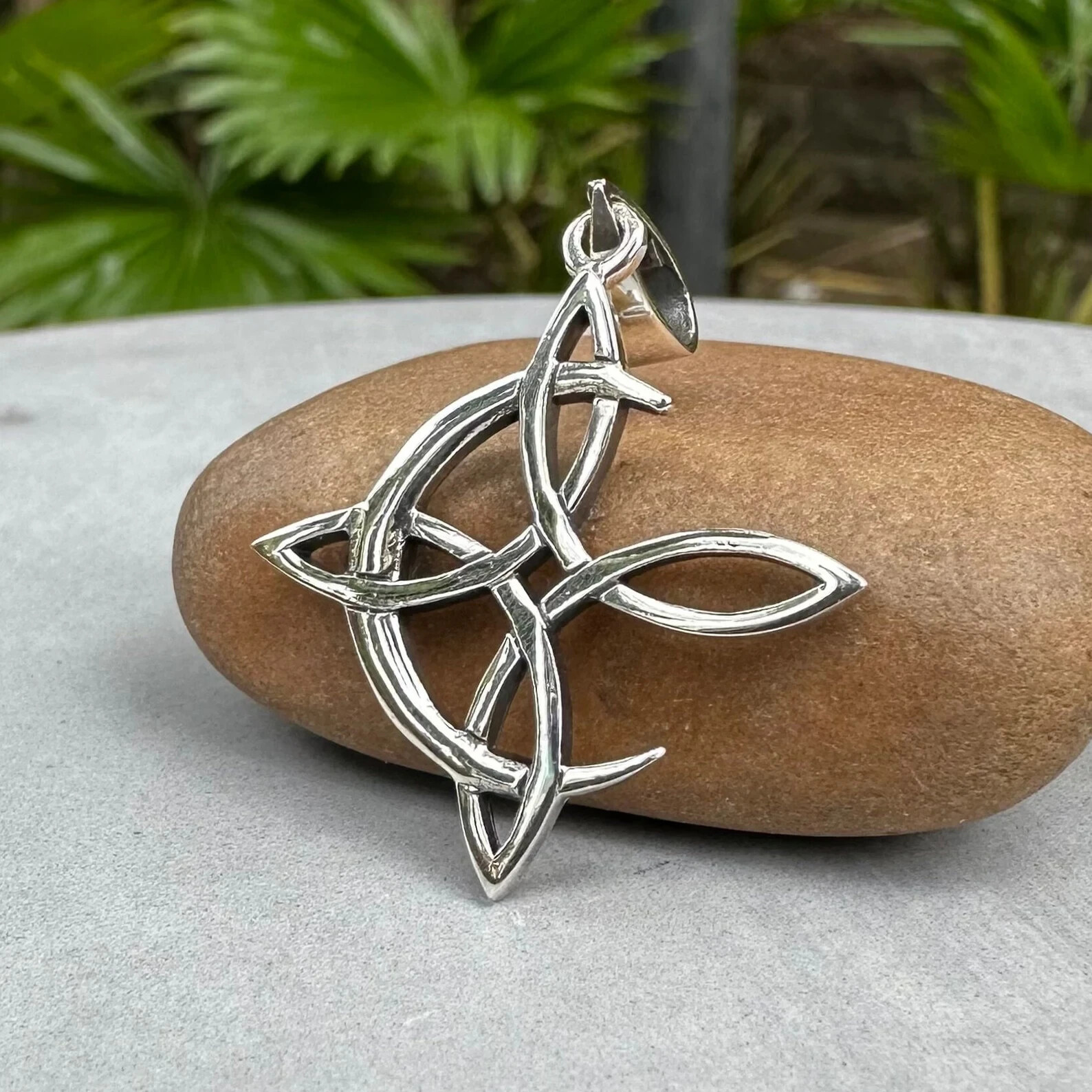 Handcrafted 925 Sterling Silver Witch’s Knot Magic Crescent Moon Wiccan Pendant