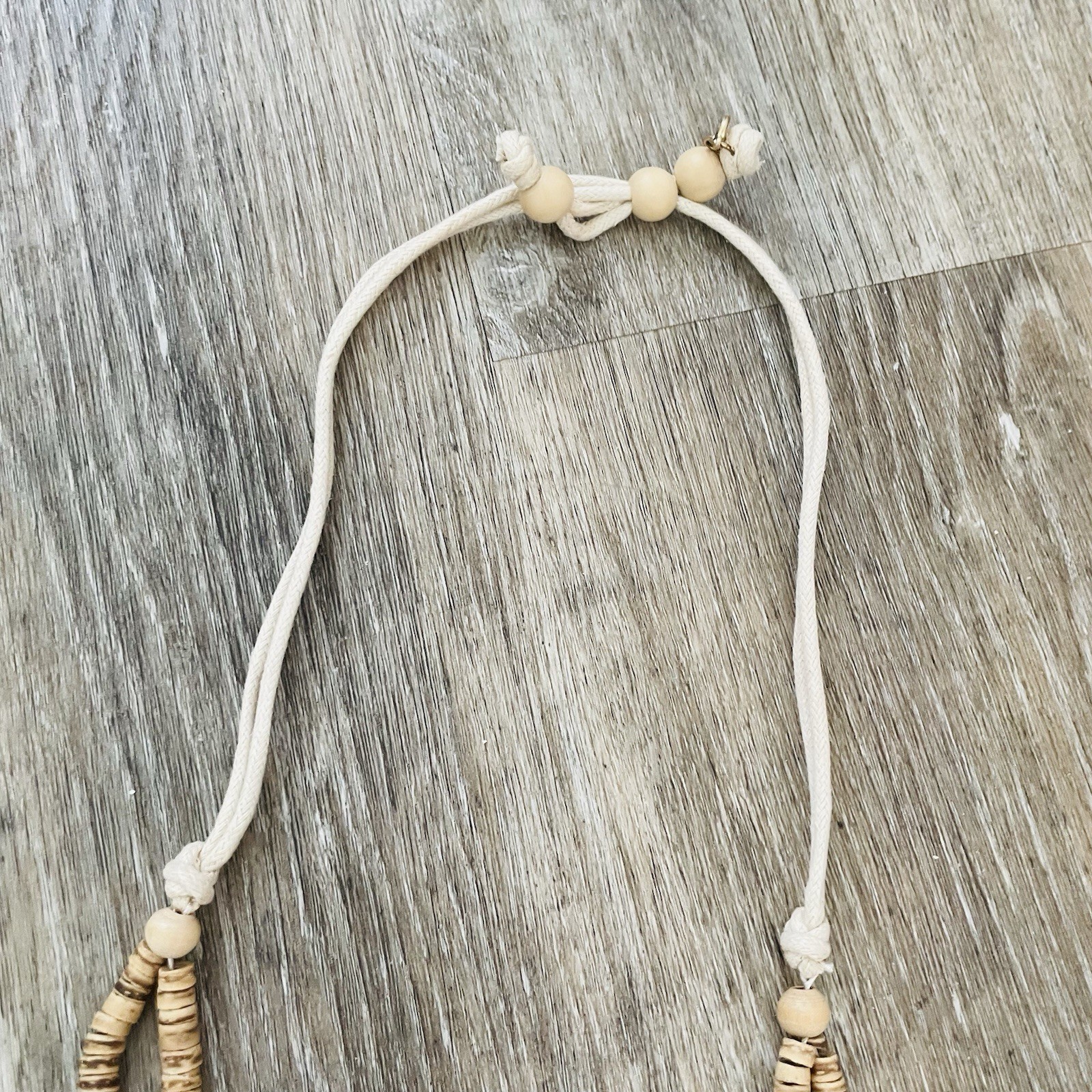 Adjustable Cream and Natural Beaded Statement Necklace