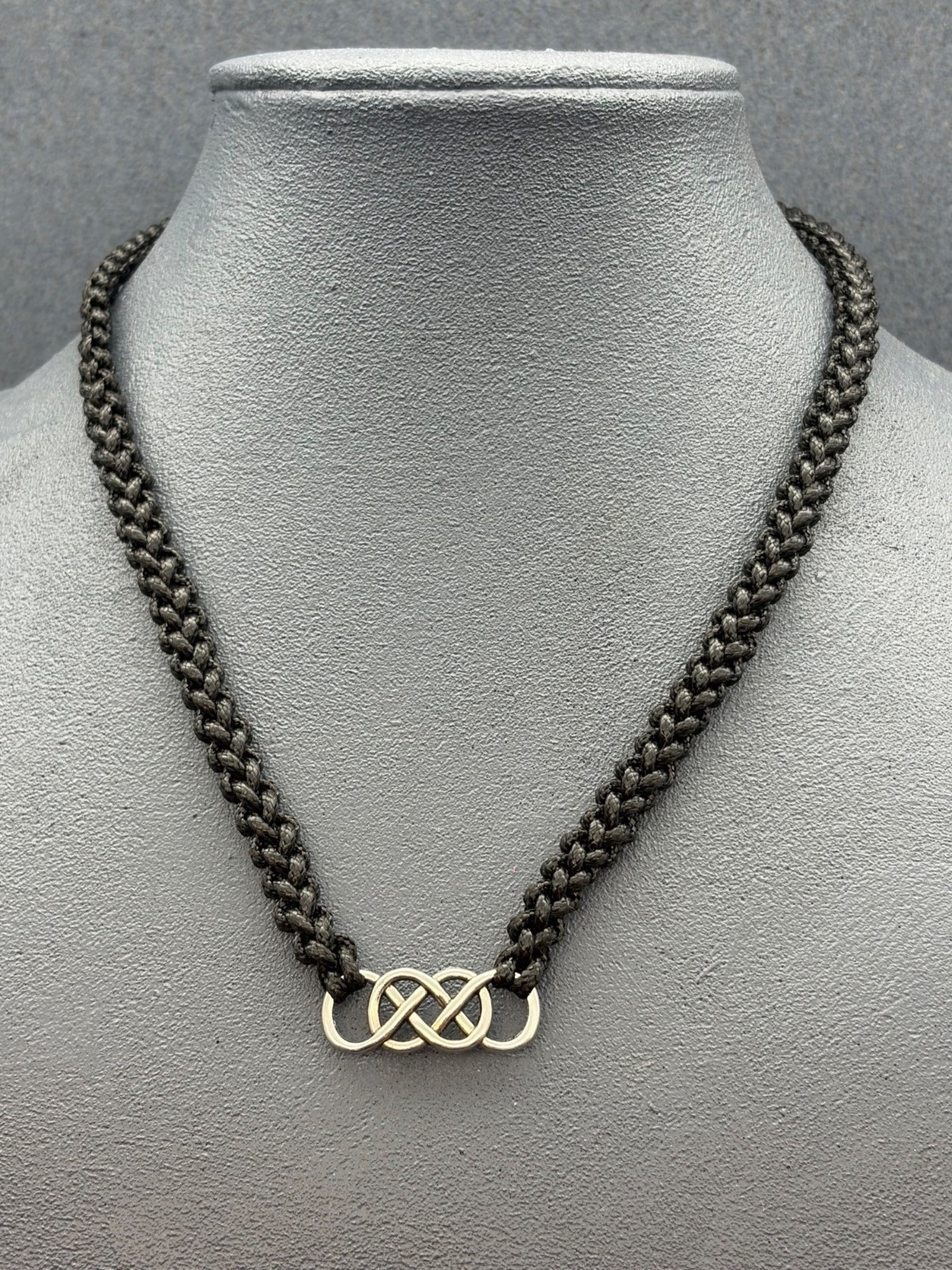 Braided Rope Necklace 20 In Black Urban Silver Knot Infinity Pendant Nautical