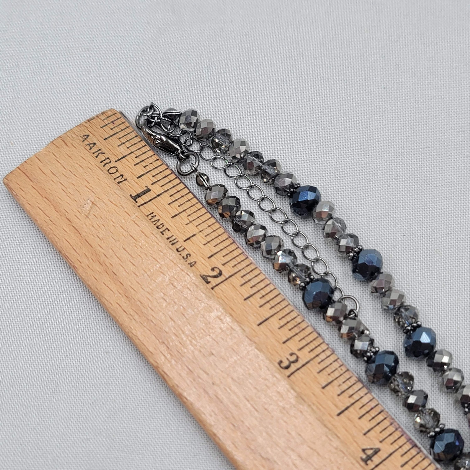 Purple Blue Crystal Bead Necklace Silver tone Sparkle! 18″ – 20″