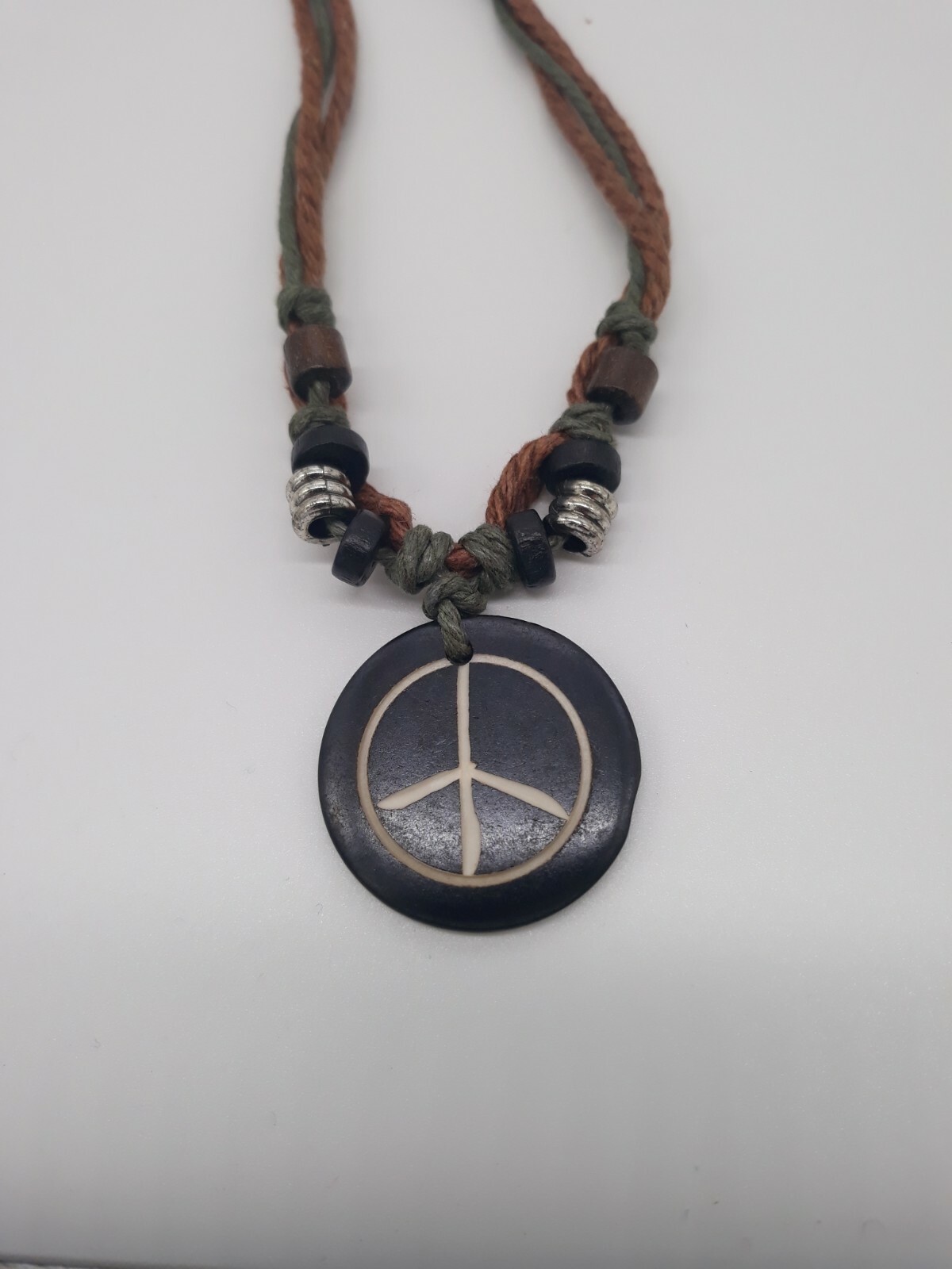 Peace Necklace – Fashion Jewelry – Cord Necklace with Stone Pendant – beading