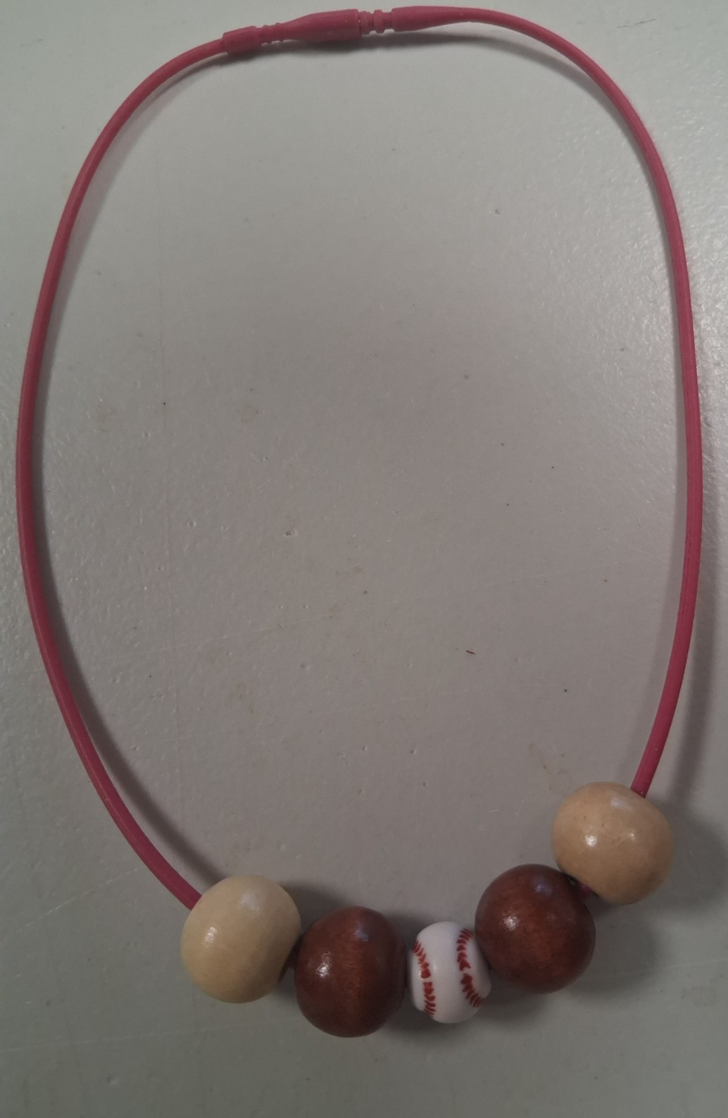 Necklace Colliers, Sports, Basketball, Wooden Beads, Navy Blue