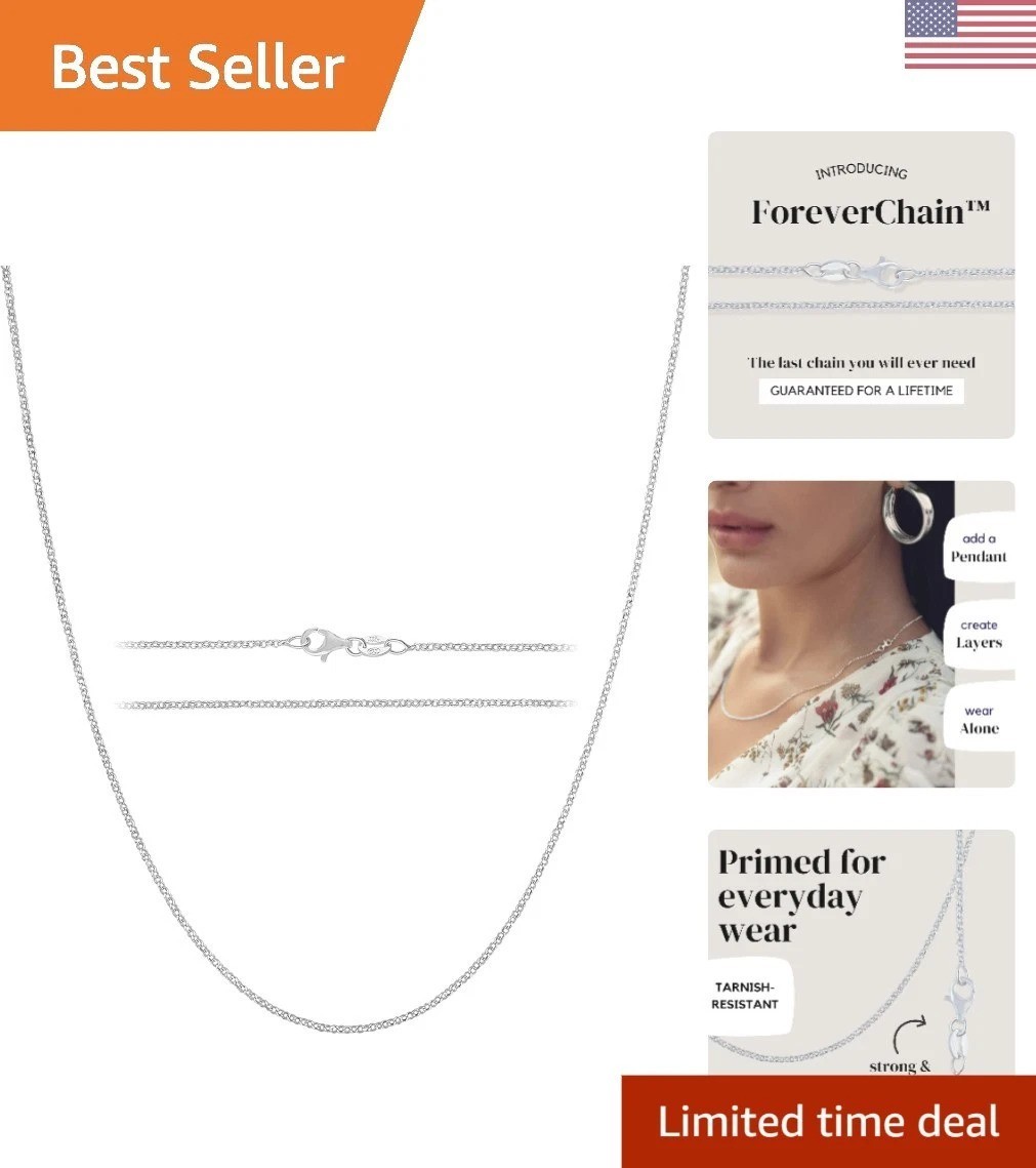 Luxury 925 Sterling Silver Cable Chain – 1.6mm Design for Women, Multiple Sizes