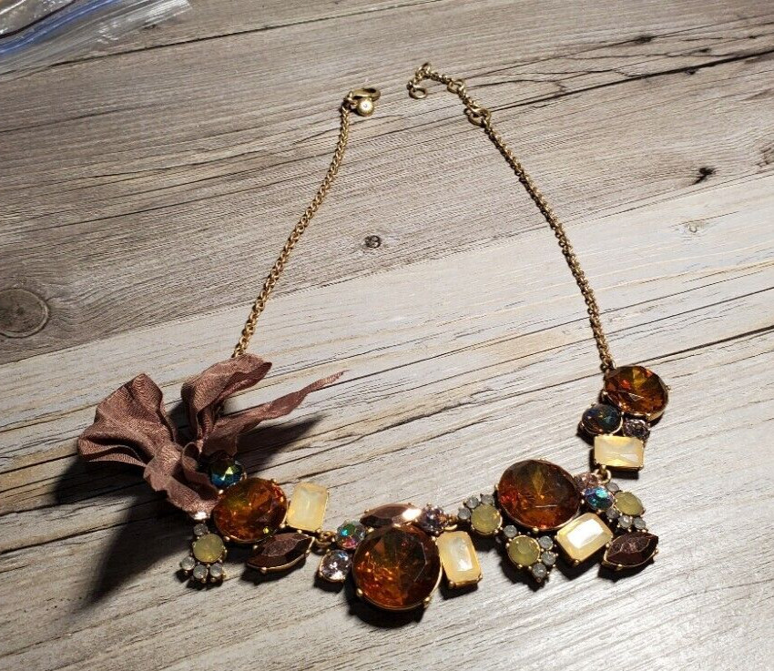 J Crew Chunky Mixed Crystal Multi Color Stone 20″ Statement Necklace