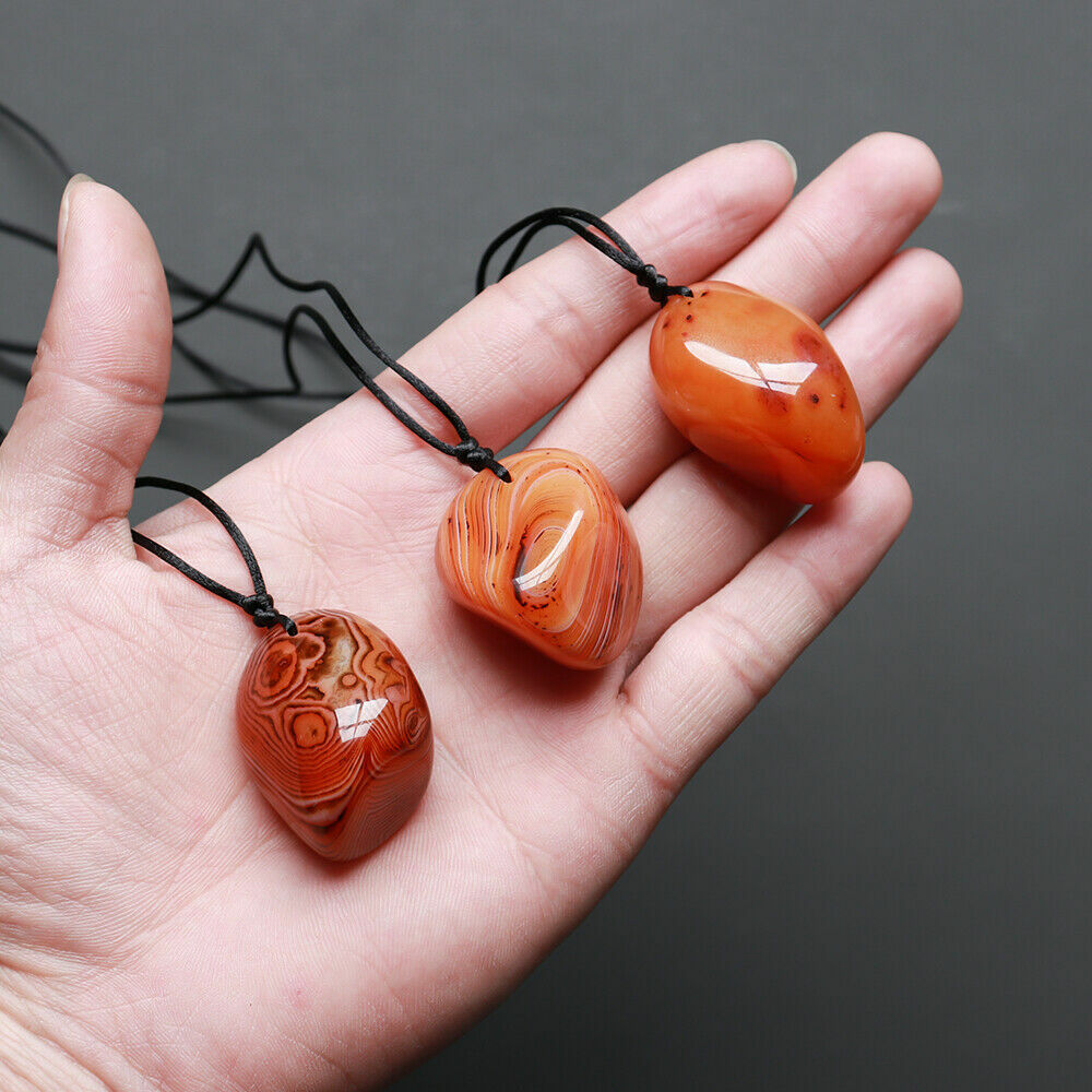 Natural Red Agate Crystal Stone Ornaments Pendant Jewelry Necklace(Random Shape)