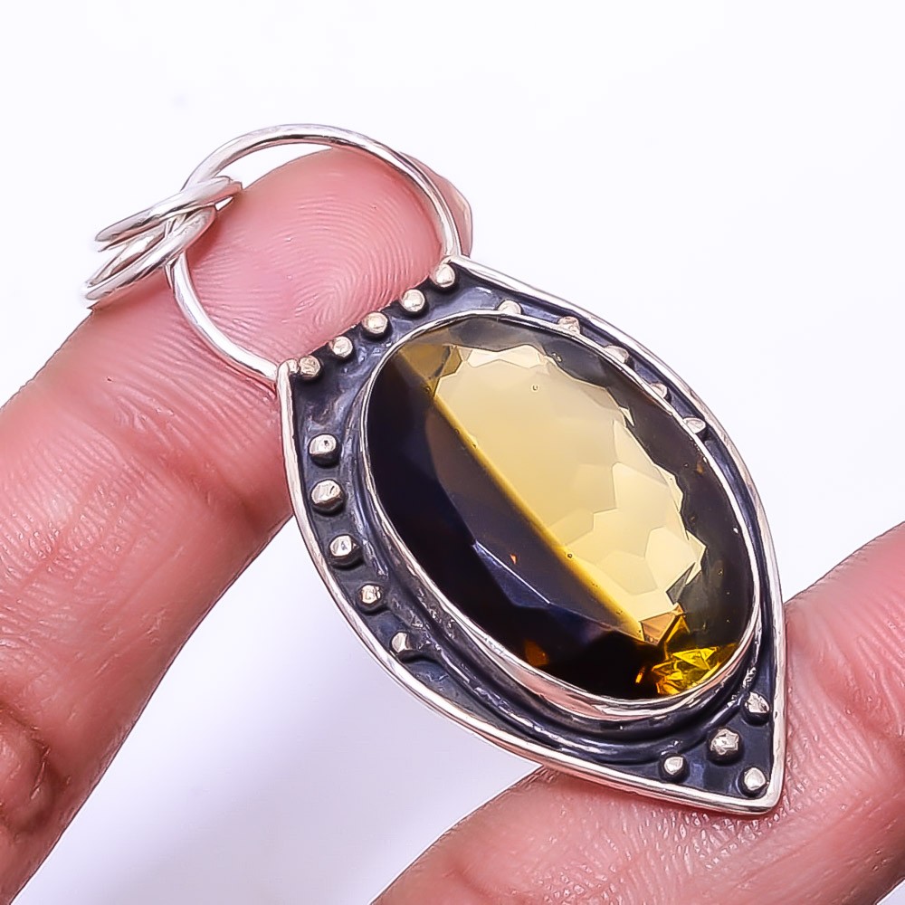 Smokey Designer 925 Sterling Silver Pendant 2.34″, Christmas Gift P16549