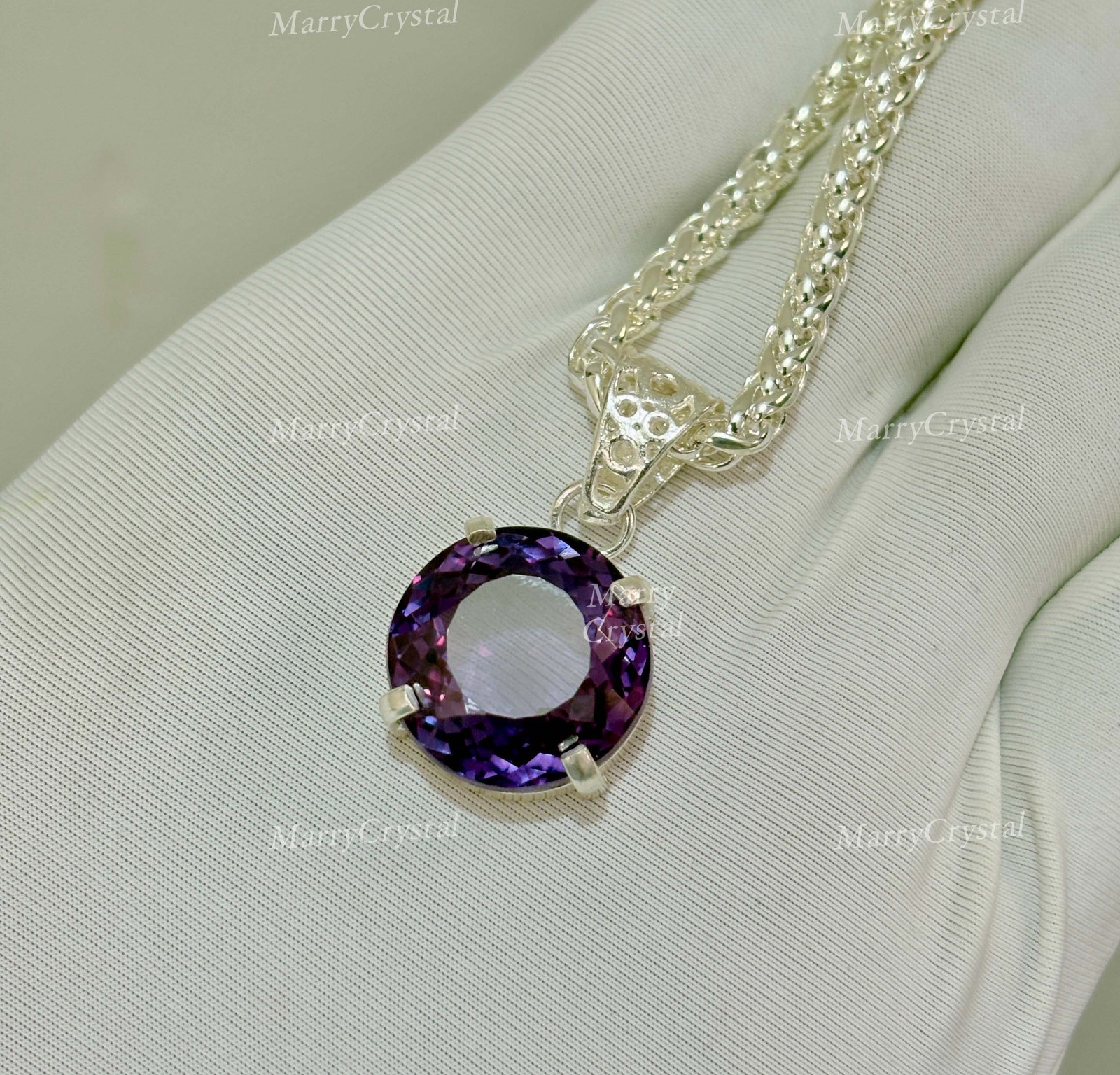 30 Ct Lab Grown Color Change Alexandrite Pendant Garman Silver Loose Gemstone