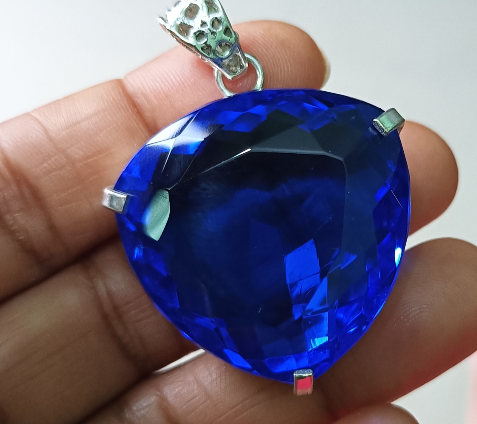 Blue Trillion Topaz Pendant EGL Certified Natural 137.25 Ct Gift For Loved Ones.