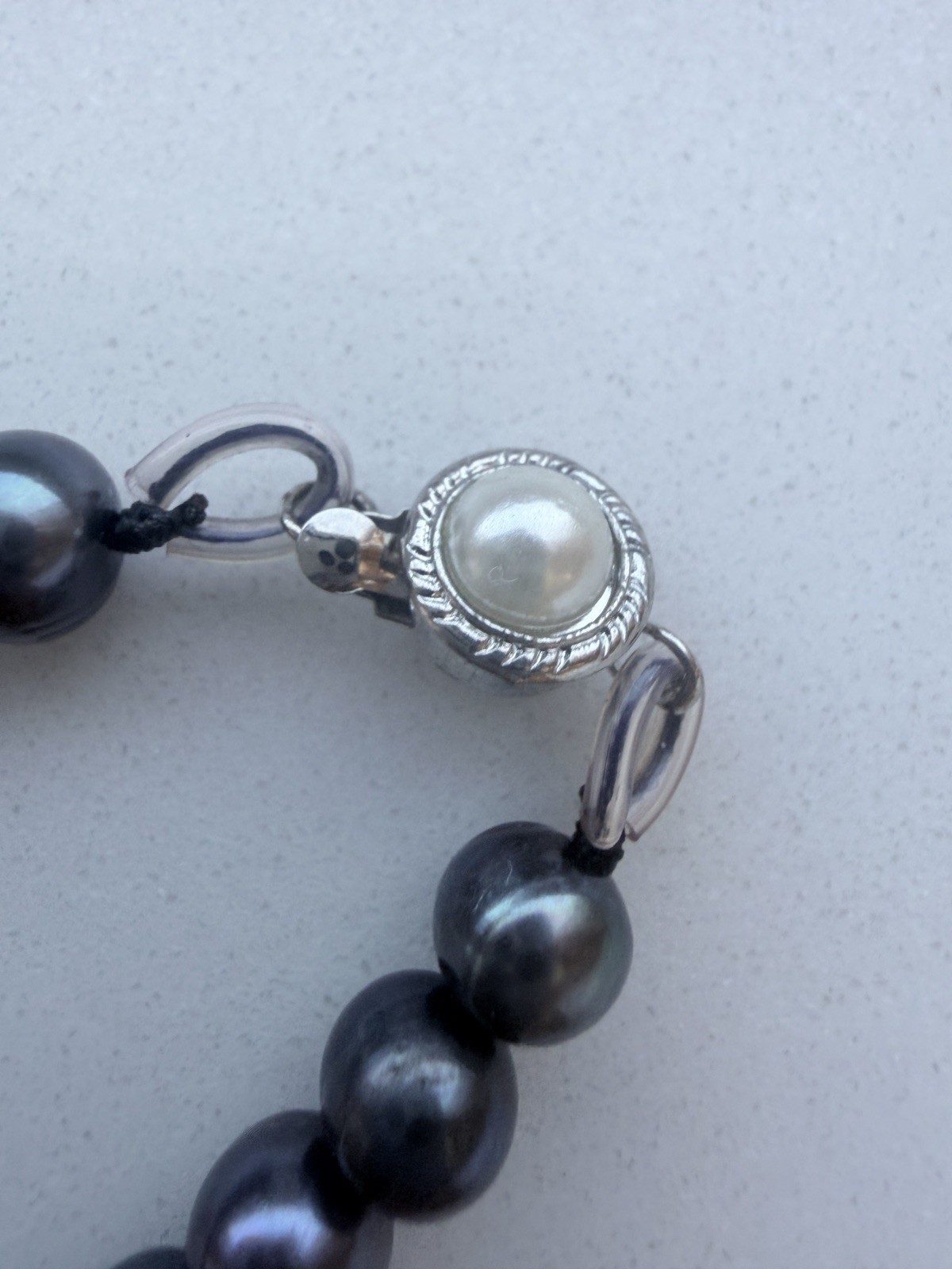Genuine 6-7mm Freshwater Black Natural Pearl Necklace 16 in Silver Clasp