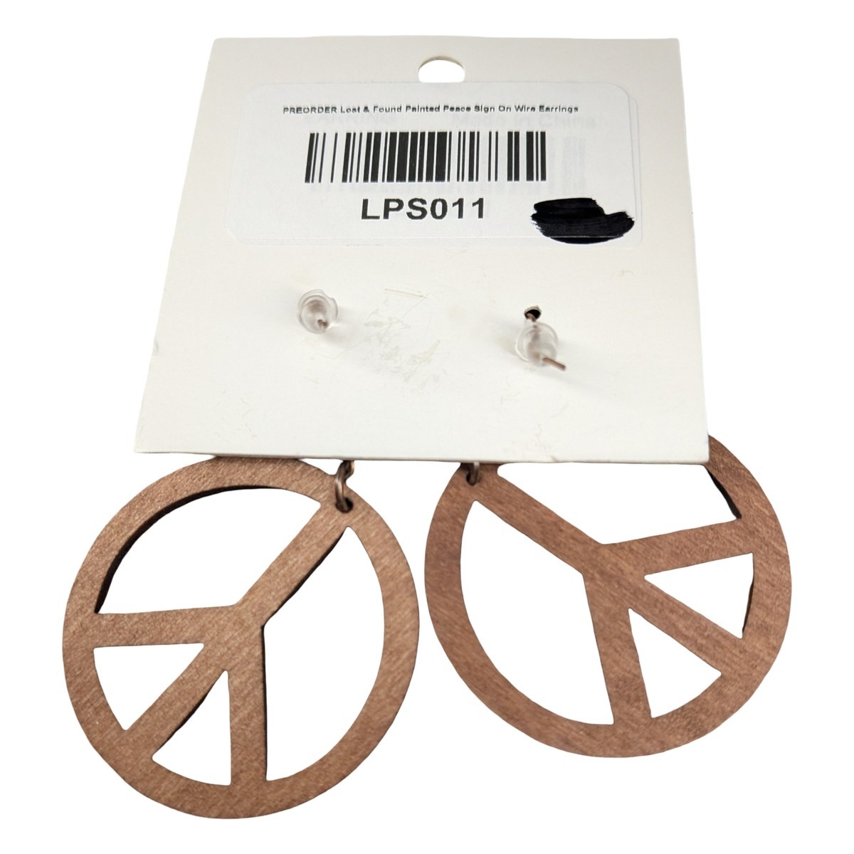 Lost & Found Trading Co. Floral Peace Sign Wooden Earrings
