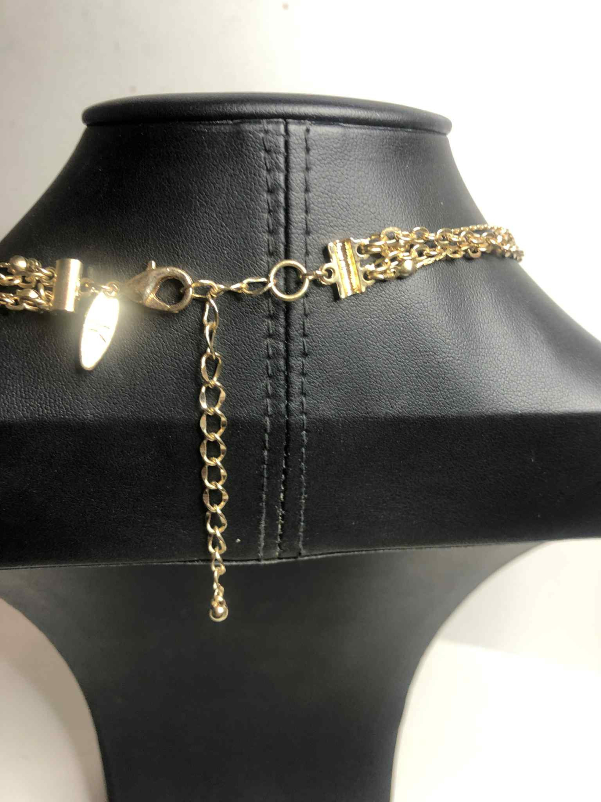 5601 NY & Co. Gold Tone Layered Beades station 4-strand chain Necklace 17-20″