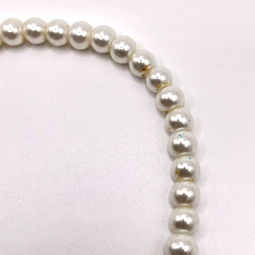 White Glass Faux pearl necklace 46cm vintage bridal flower girl bridesmaid