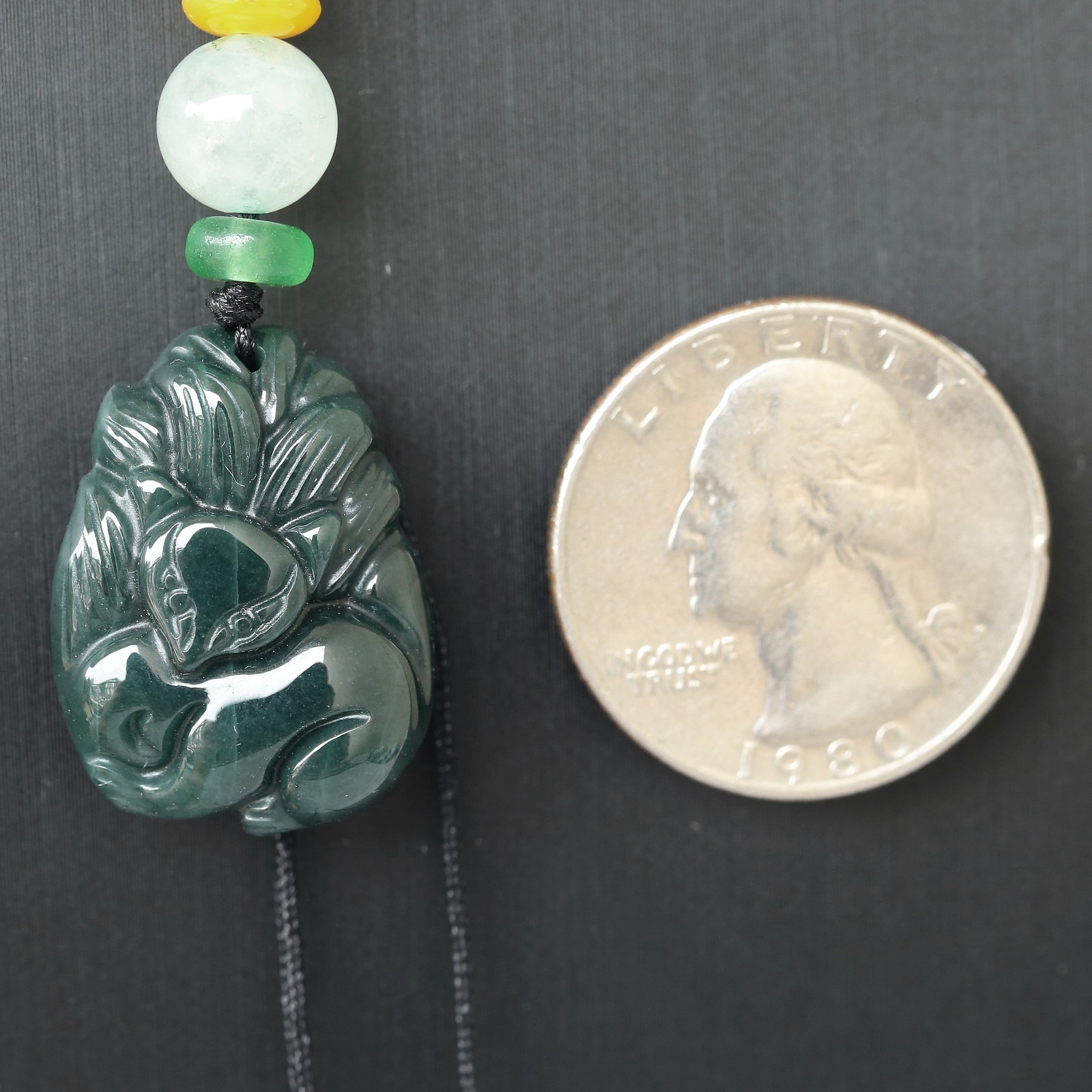 Video Certified Green Burma 100% Natural Jadeite Fox Pendant Type A Jadeite 灵瑞天成