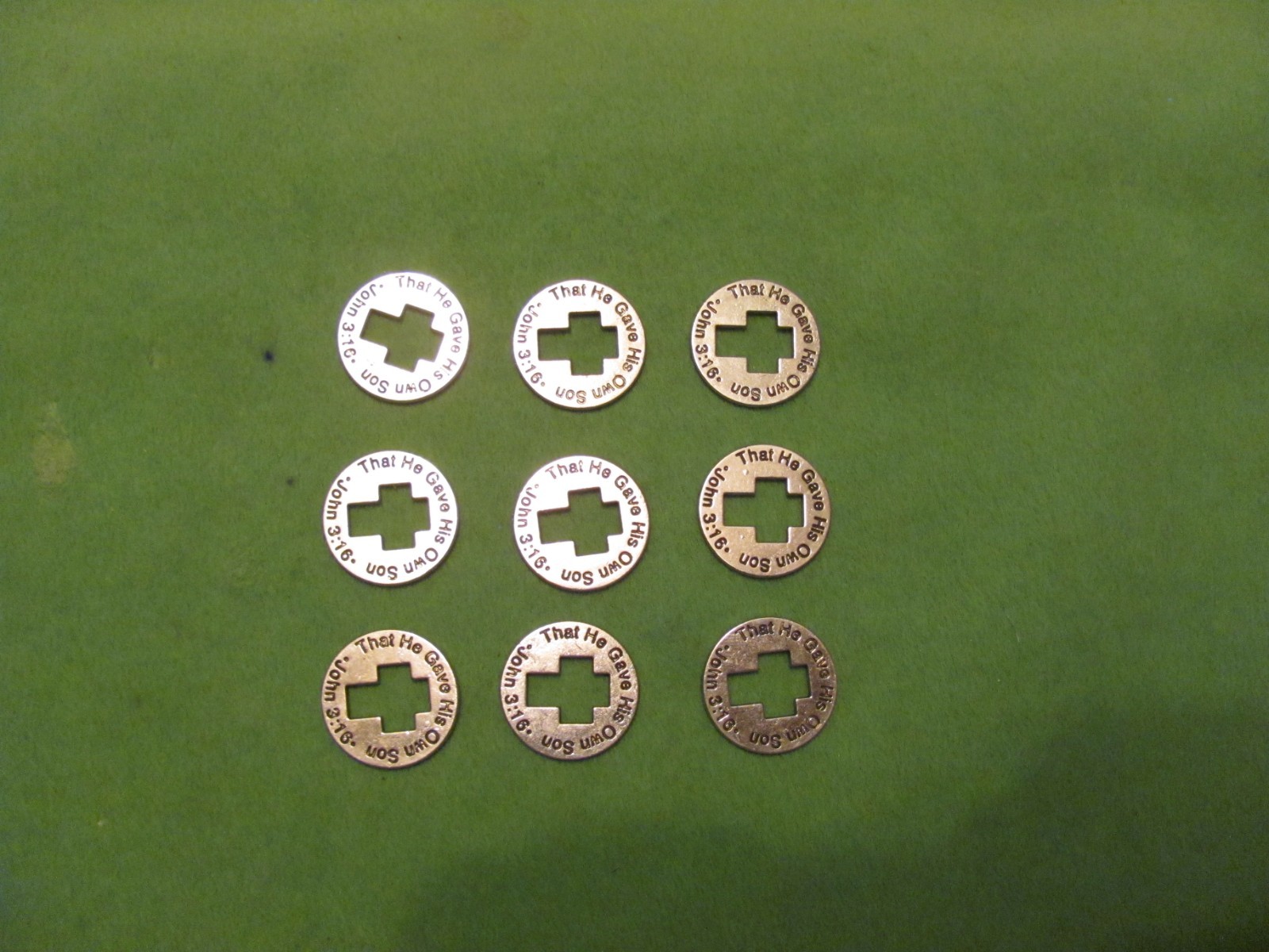 Lot of 9 Vintage Coin Cross For God So Love The World That He Gave His Only Son