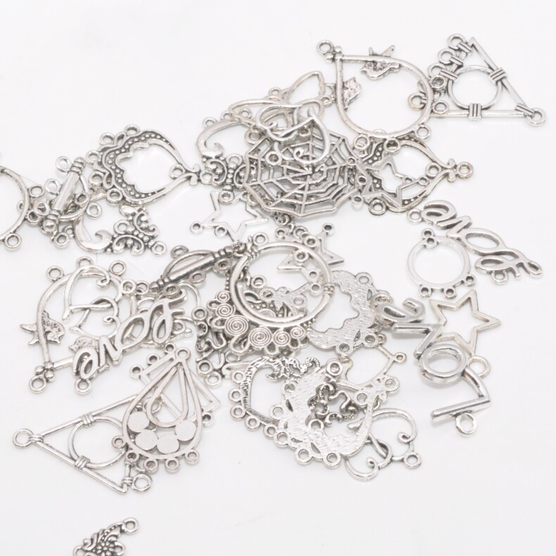 50pcs Tibetan Silver Mixed Charms Beads Pendants necklace earring connector