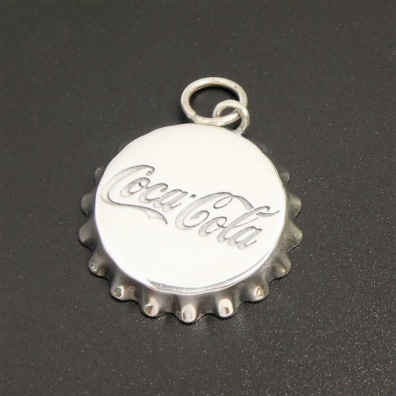 Shiny Polished 925 Sterling Silver Coca Cola Bottle Cap Round Pendant Fun!