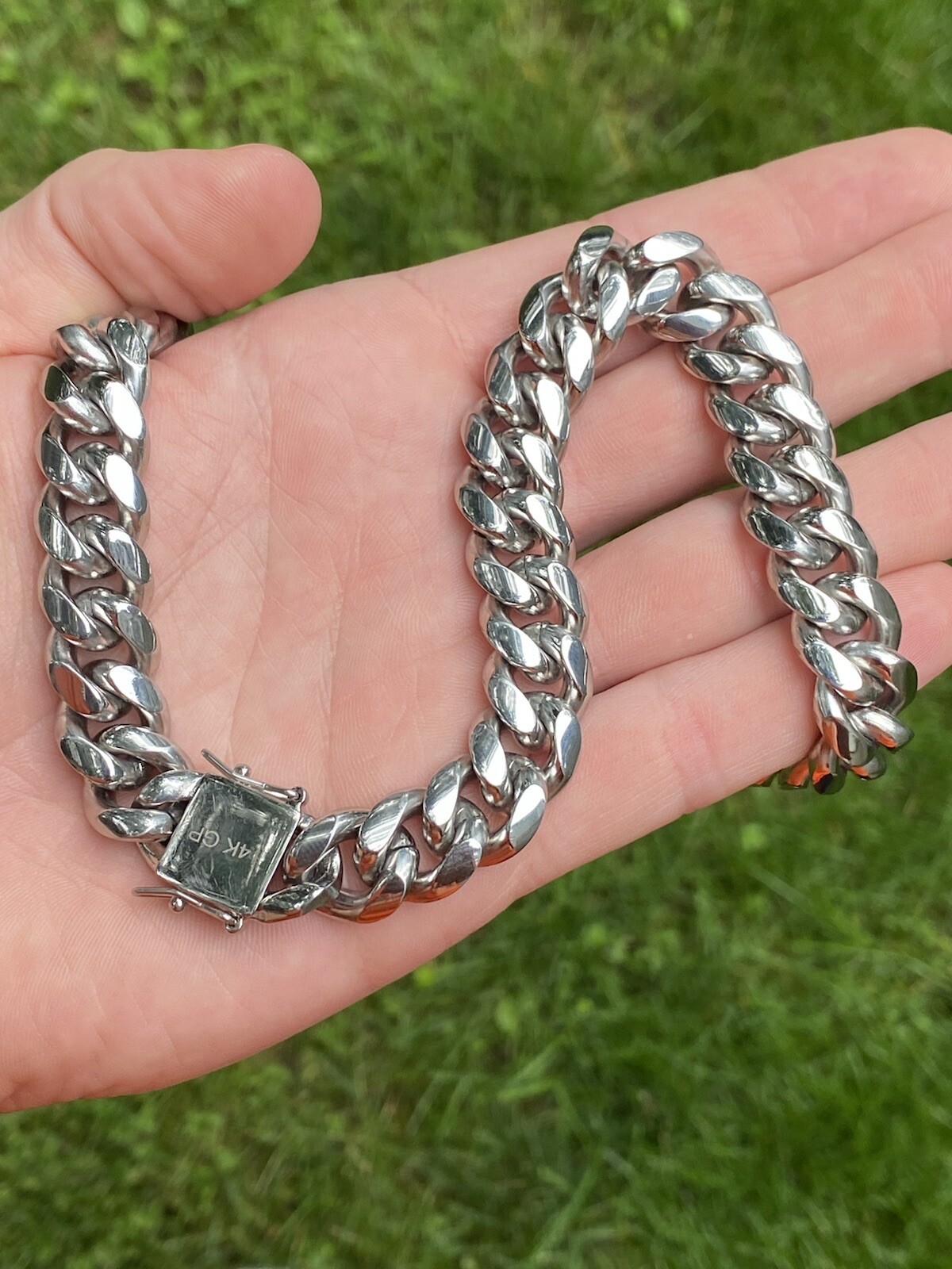 14mm Mens Real Miami Cuban Link Choker White Gold Plated SS Real HipHop Necklace