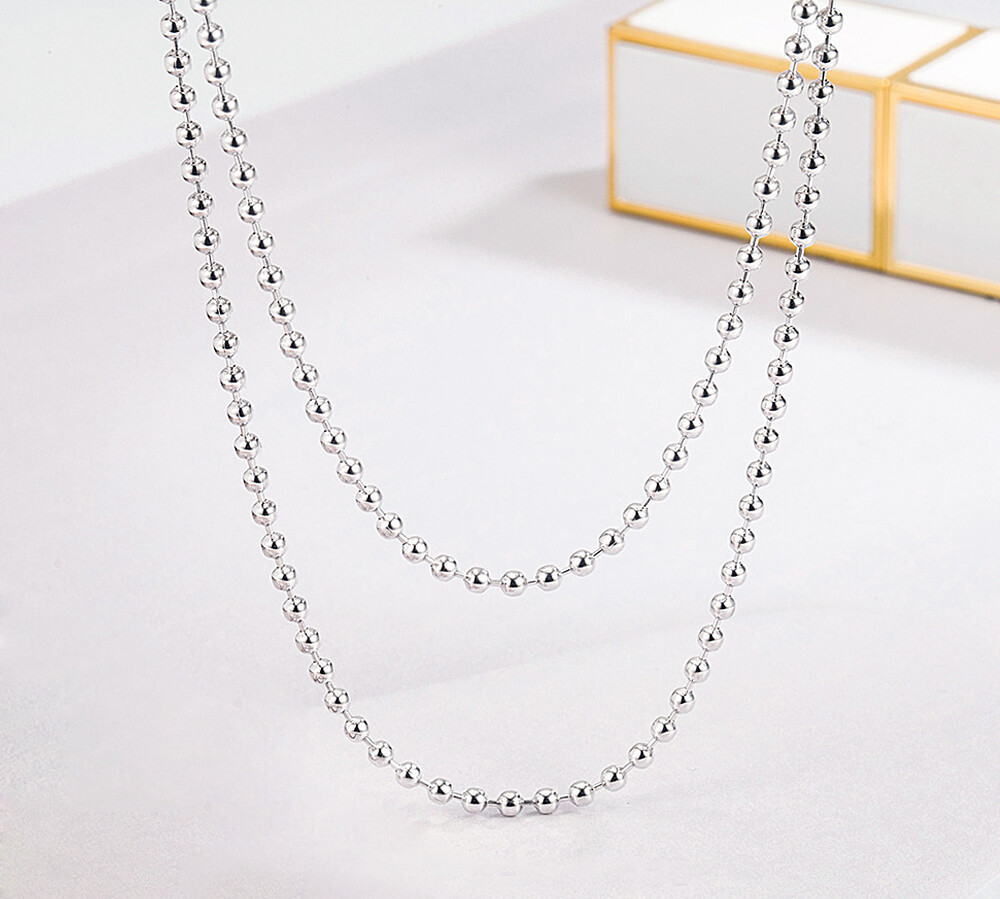 Real 925 Sterling Silver 2.3mm 18″-28″ Ball Bead Chain Necklace for Women & Men