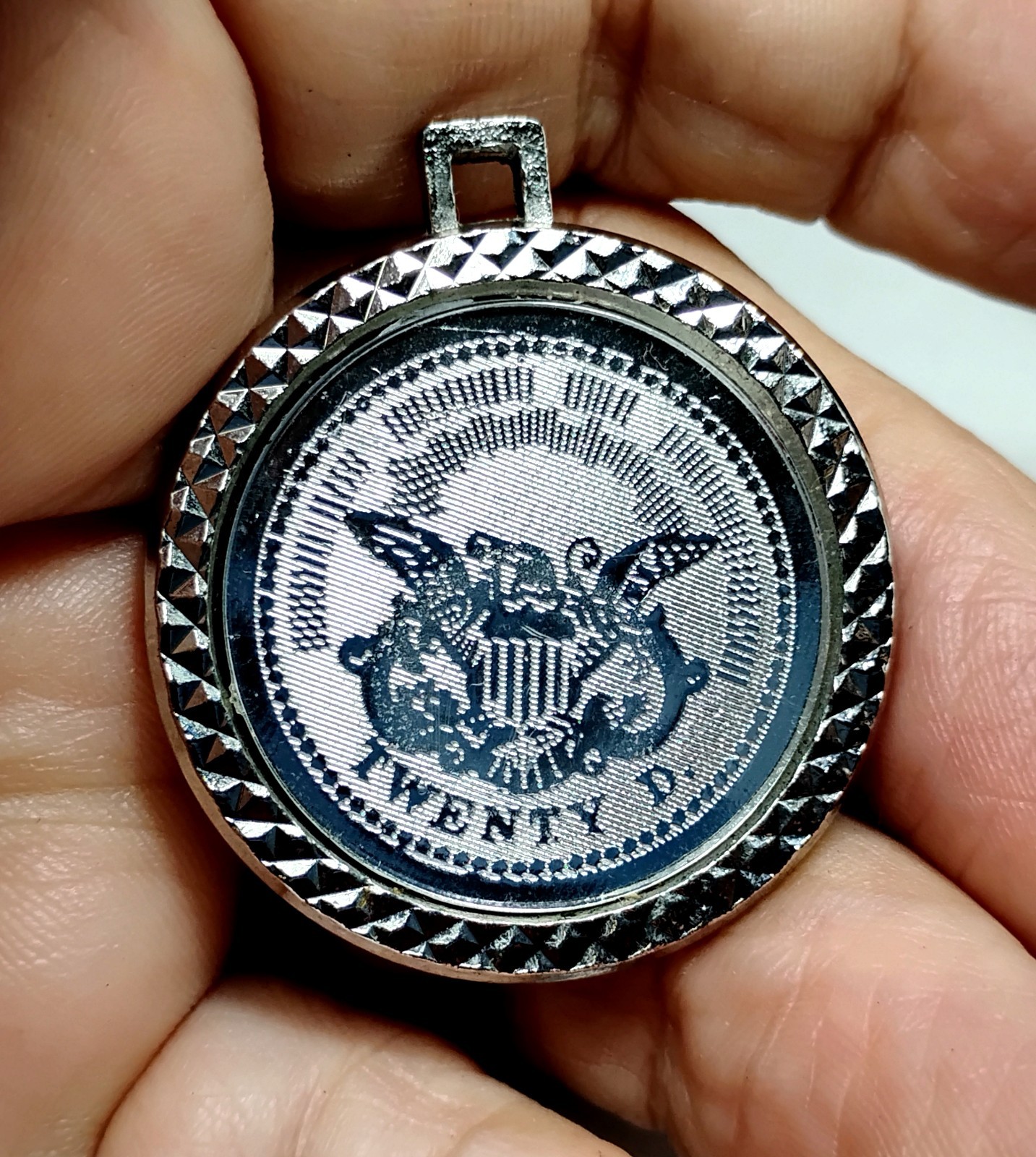 1776 Liberty Coin Replica Pendant Twenty D Silver Tone Medallion
