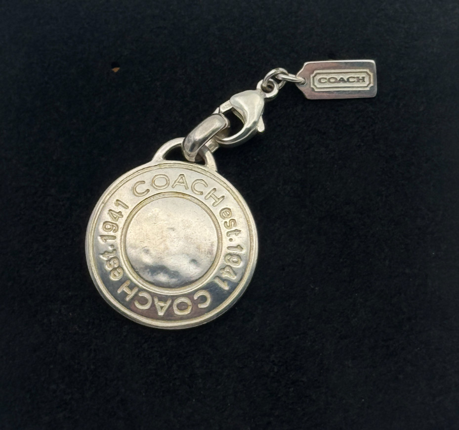 Coach Vintage Semi Hammered 925 Sterling Silver Coin Bombe Snaphead Pendant Y2K