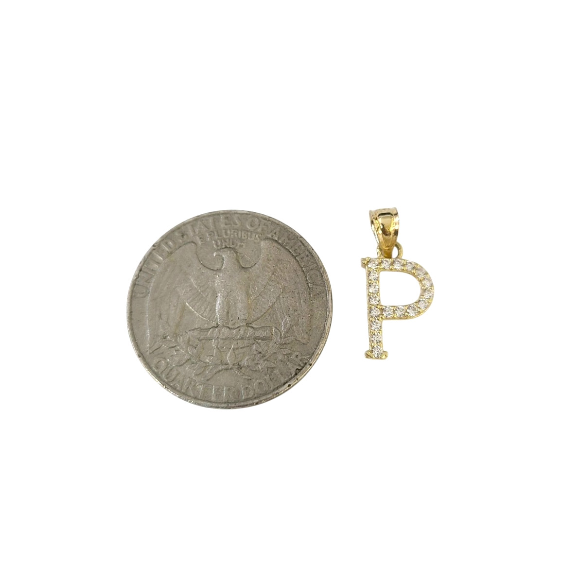 10K Gold Solid Franco Chain P Initial CZ Stone Pendant Set 1mm 16 18 20 22 Women